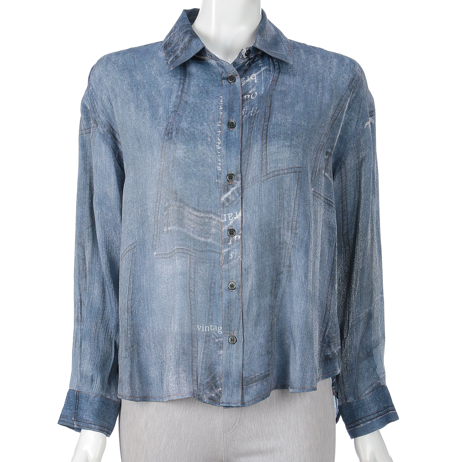 デニム風プリントシャツ - 画像2