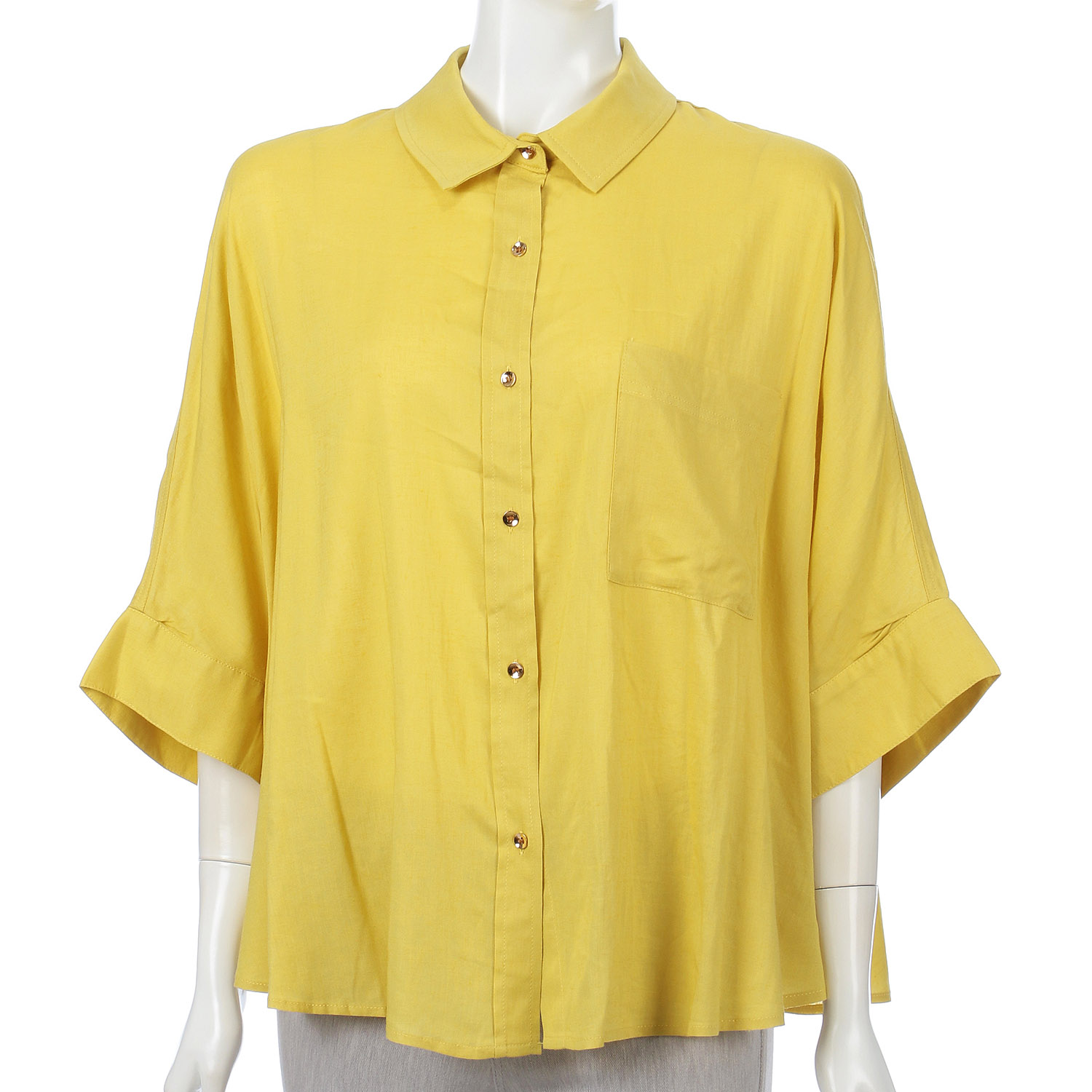 綿麻洗いシャツブラウス - 画像1