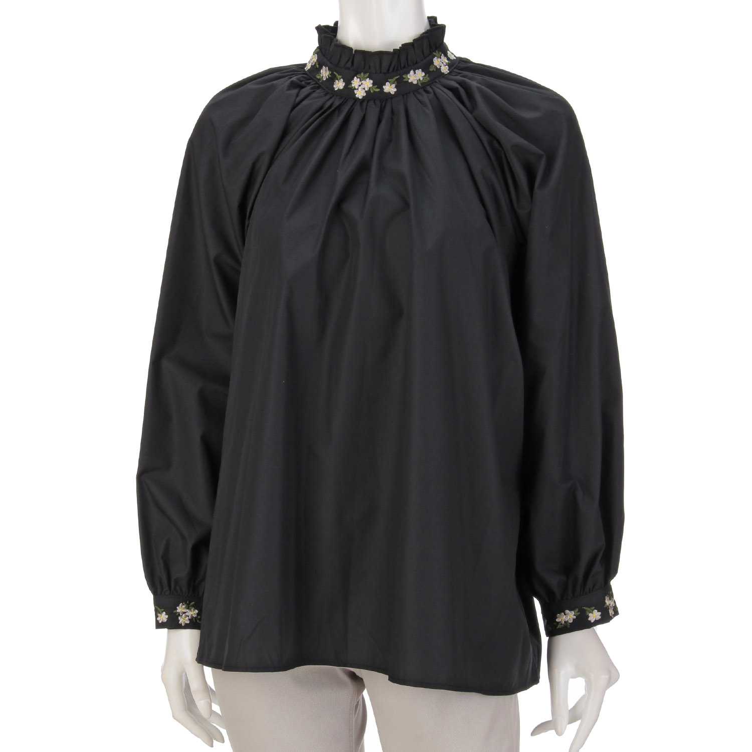 フリルネックギャザーブラウス - 画像1