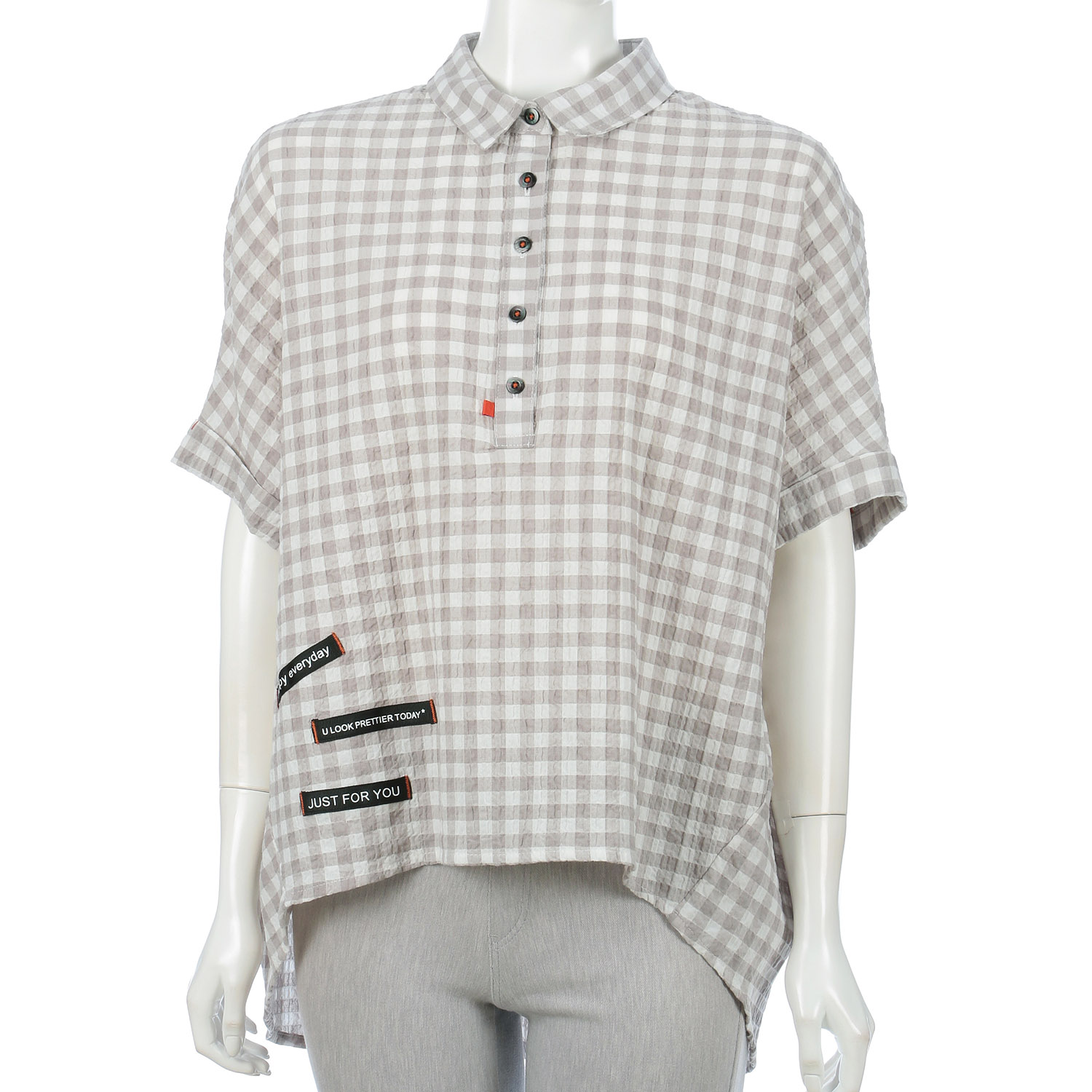 ギンガムブラウス