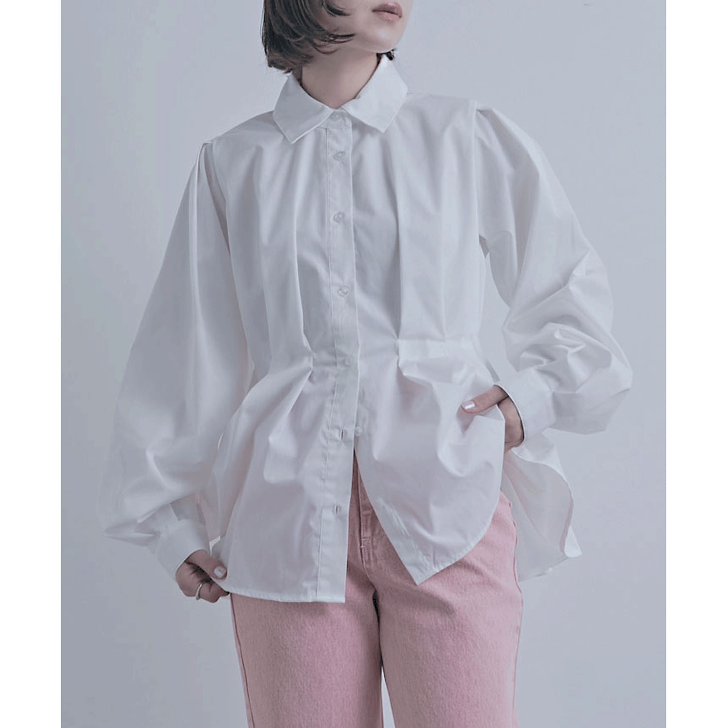 【ETONET限定 お取り寄せ】ウエストボリュームタックブラウス - 画像1