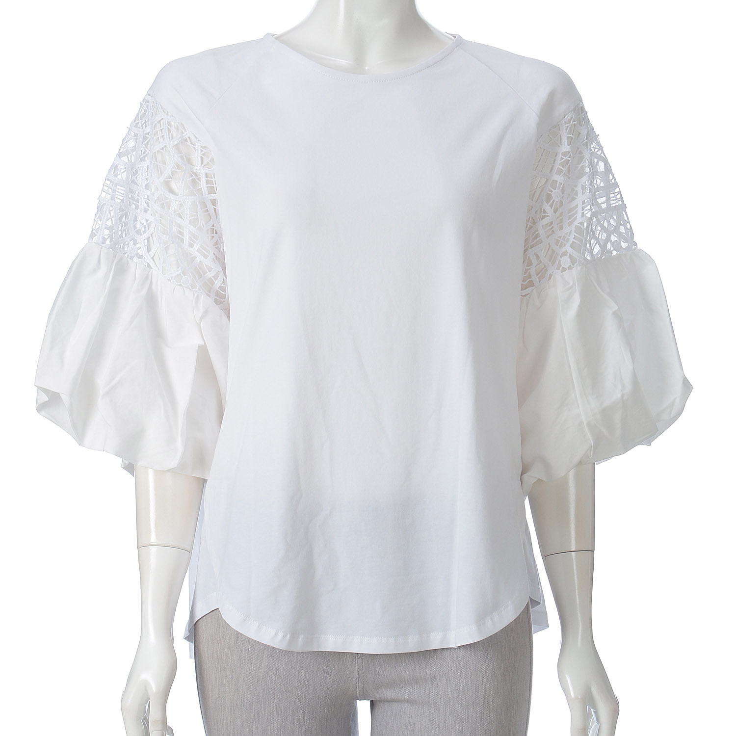 袖レース切替えプルオーバー