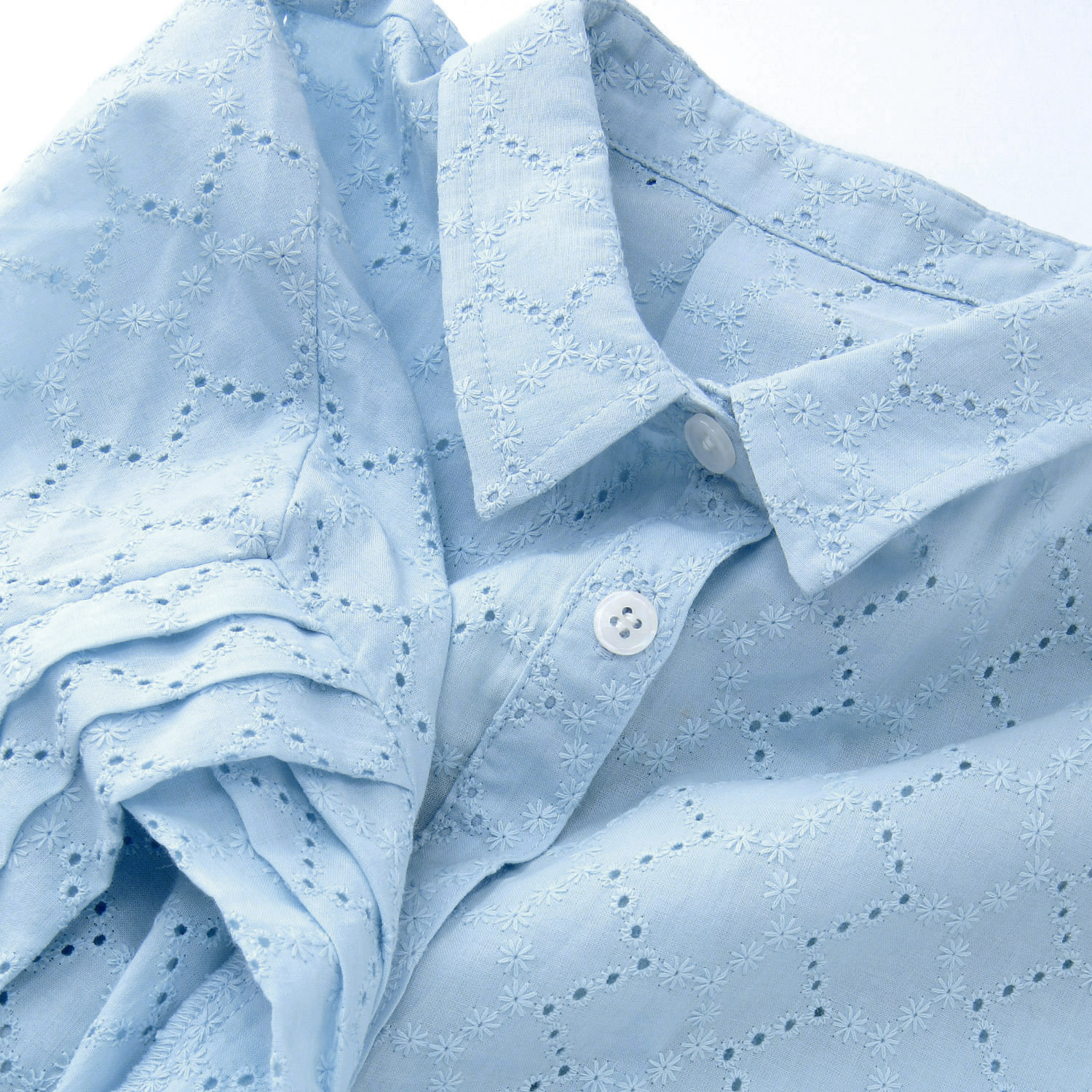 袖タック刺繍シャツ - 画像7