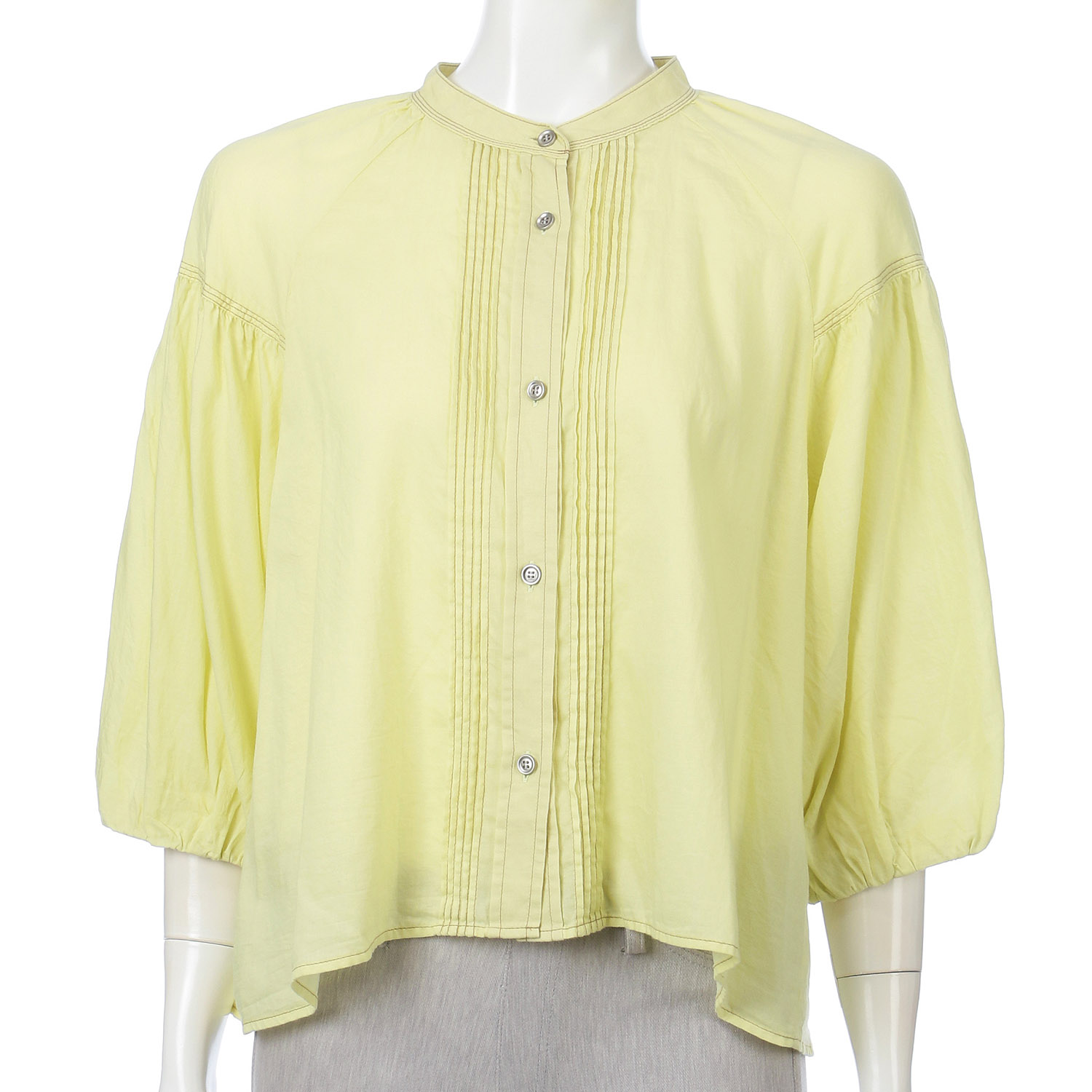 デニムライクピンタックブラウス