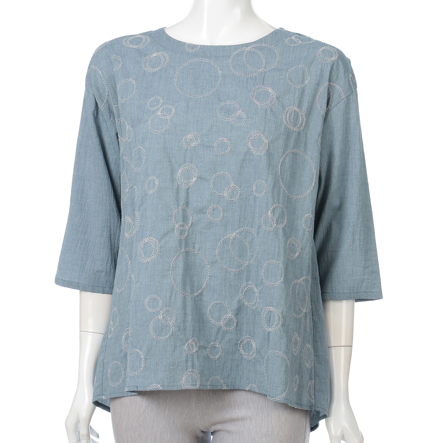 綿シャンブレー刺繍チュニック - 画像3