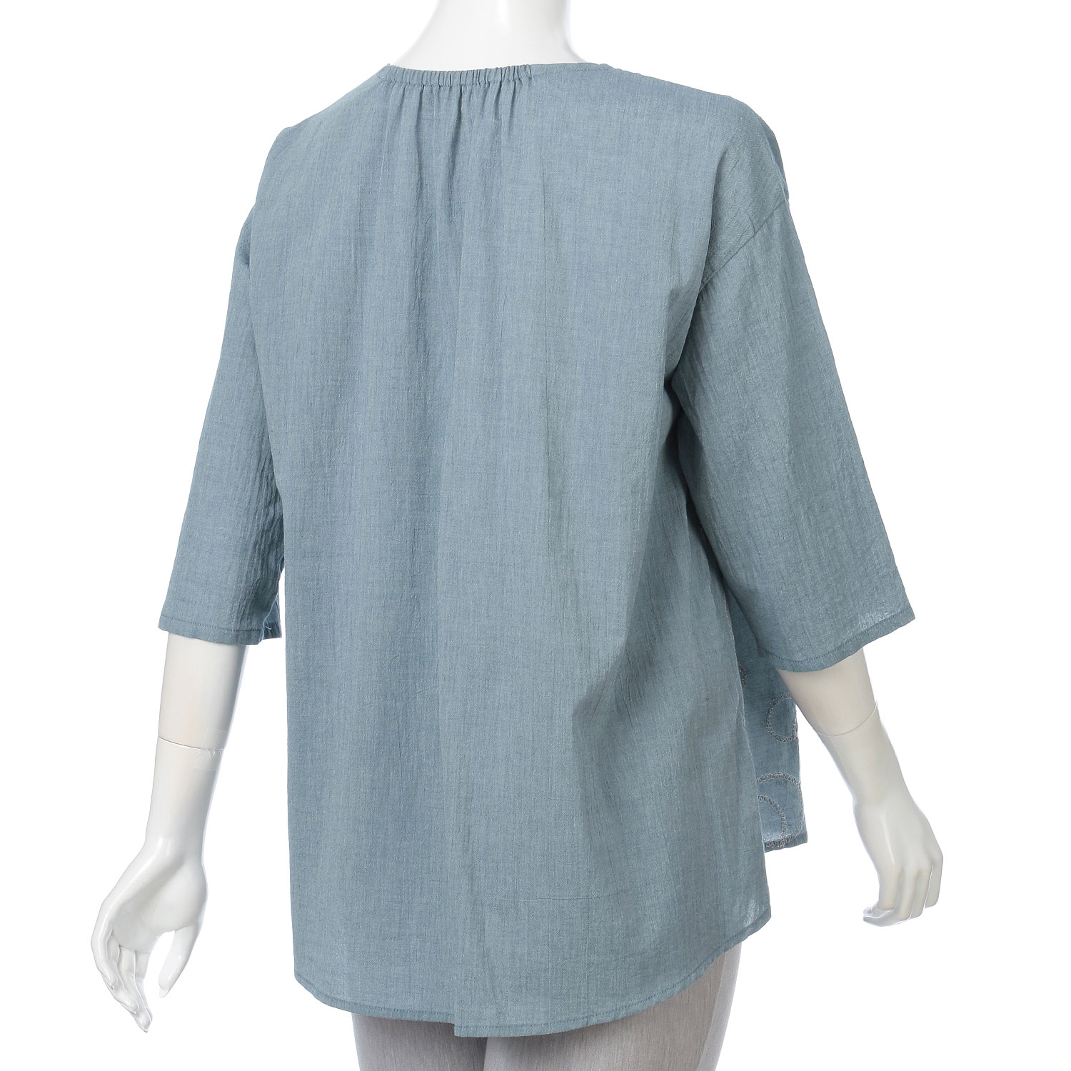 綿シャンブレー刺繍チュニック - 画像5