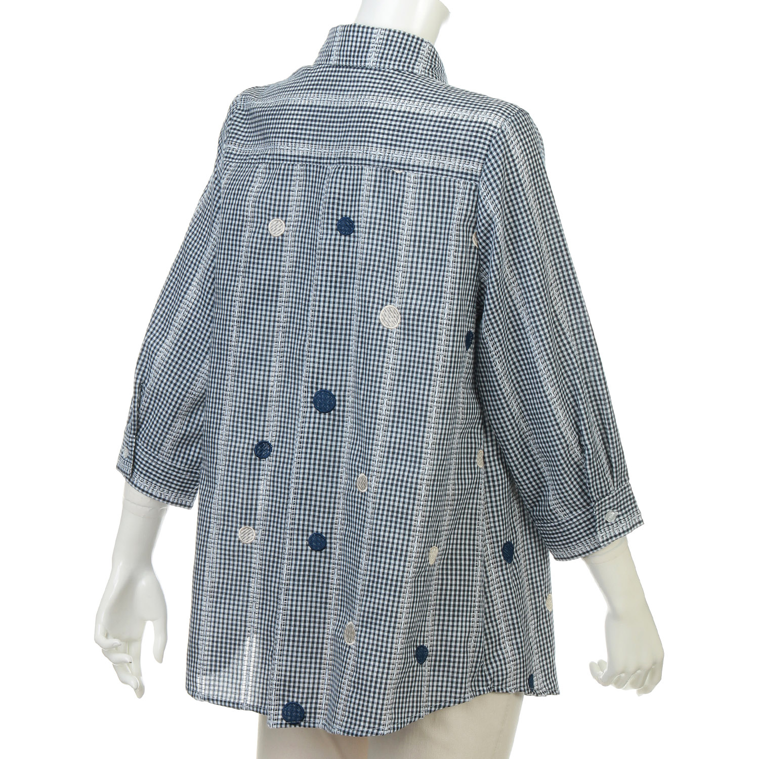 カラミチェック水玉刺繍ブラウス - 画像4