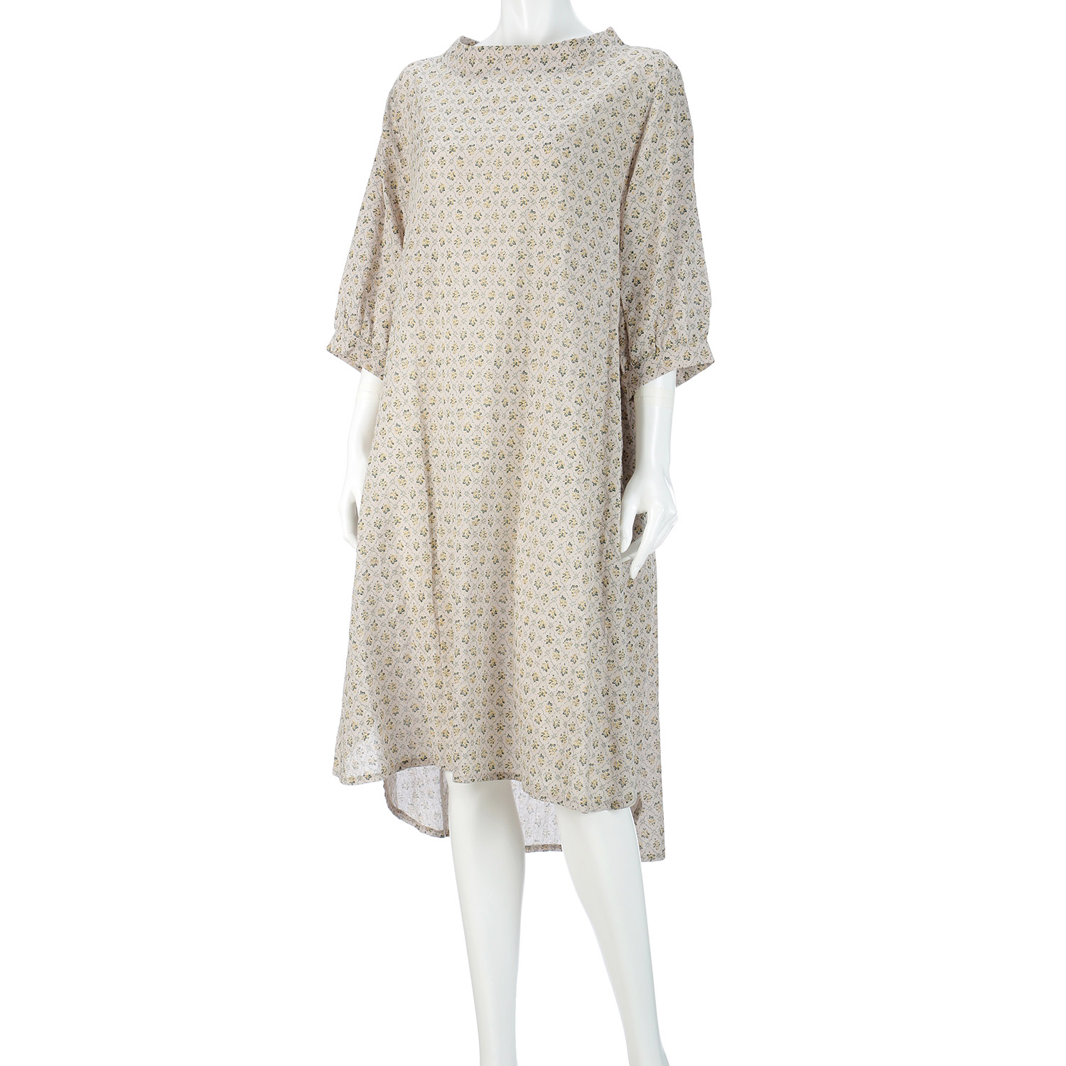 綿レーヨンプリントワンピース - 画像1