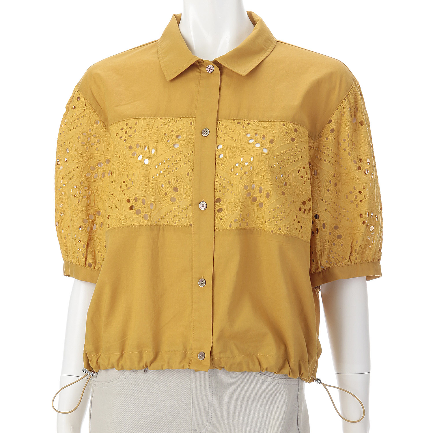 レース切替スピンドルブラウス