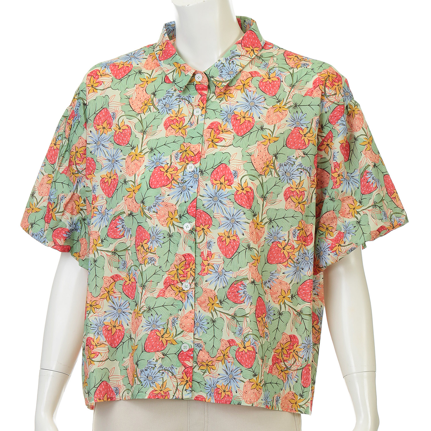 綿100総柄プリントショートブラウス - 画像7