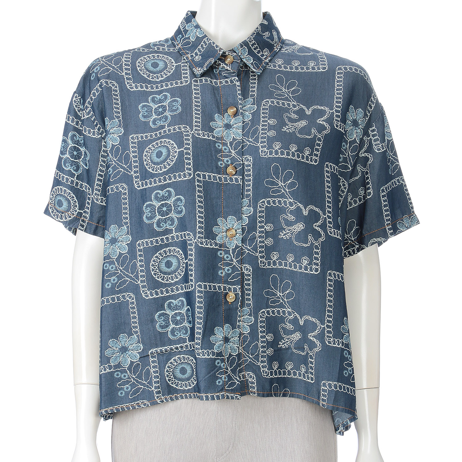 KhakiKoji ボタニカル刺繍調シャツ - 画像1