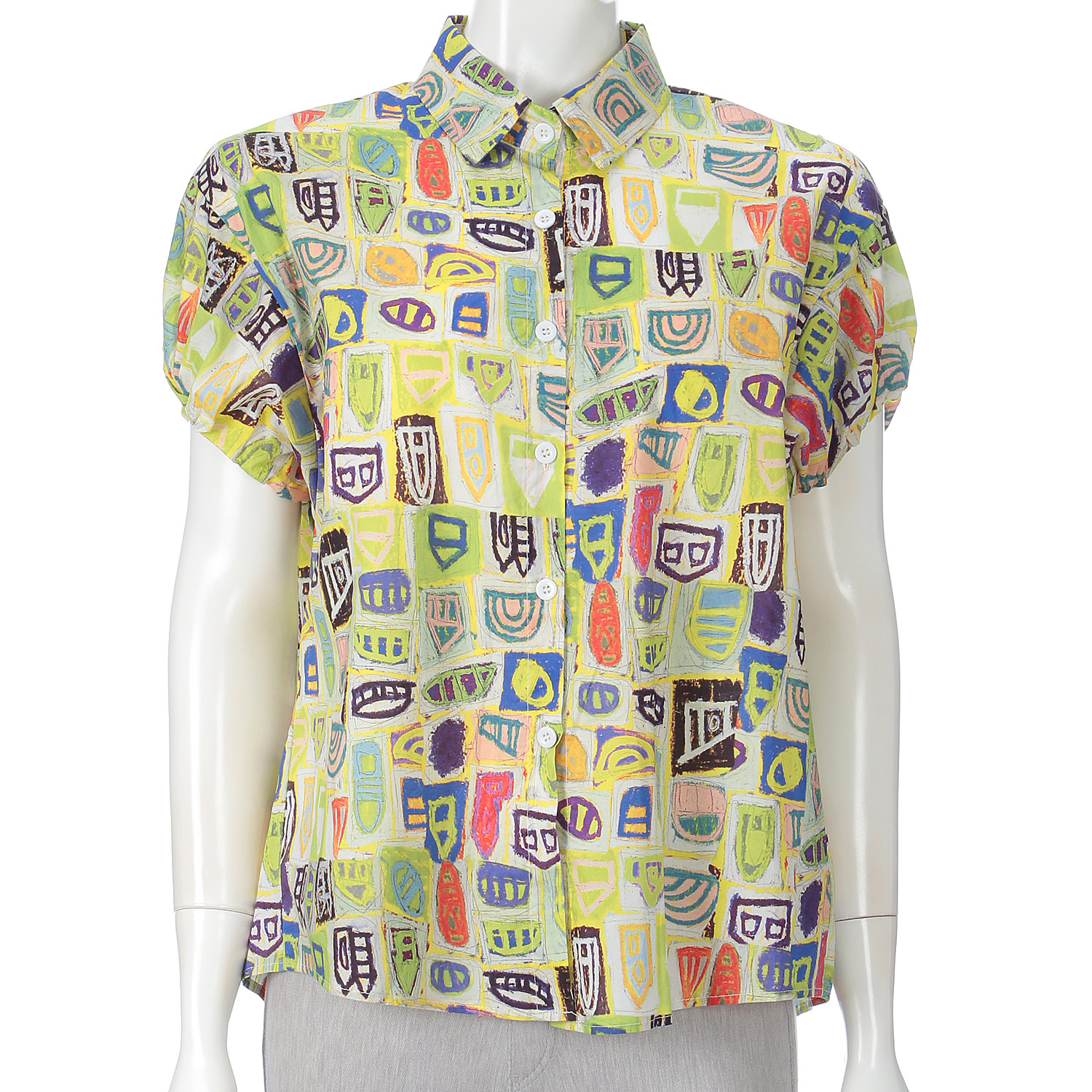 KhakiKoji 幾何学アートプリントシャツ - 画像4