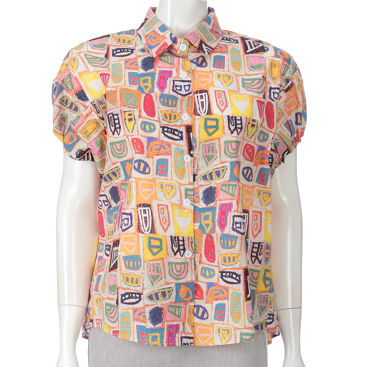 KhakiKoji 幾何学アートプリントシャツ - 画像1