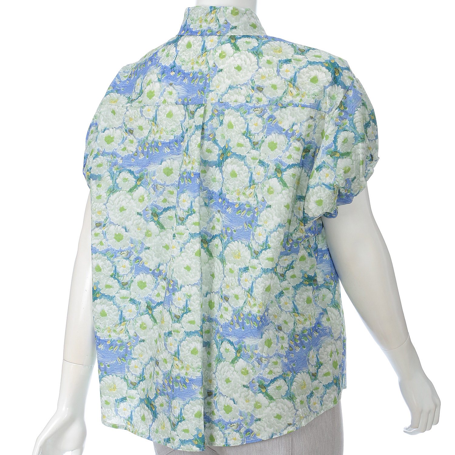 KhakiKoji アートフラワーパフスリーブシャツ - 画像3