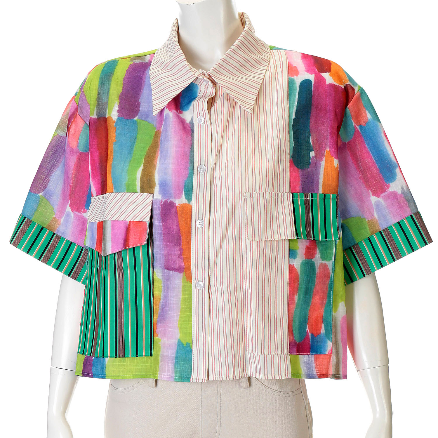 VERITE MIXプリント半袖ブラウス - 画像5