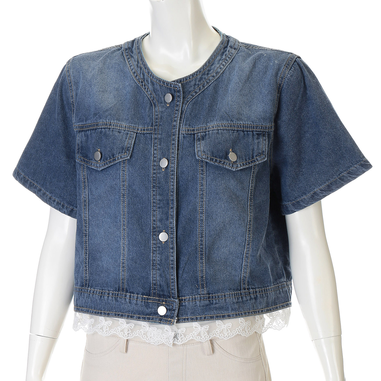 VERITE レースデザインデニムシャツ - 画像2