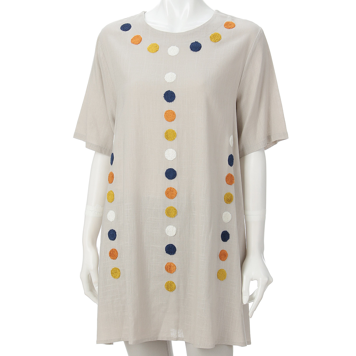 レーヨン混水玉刺繍チュニック - 画像2