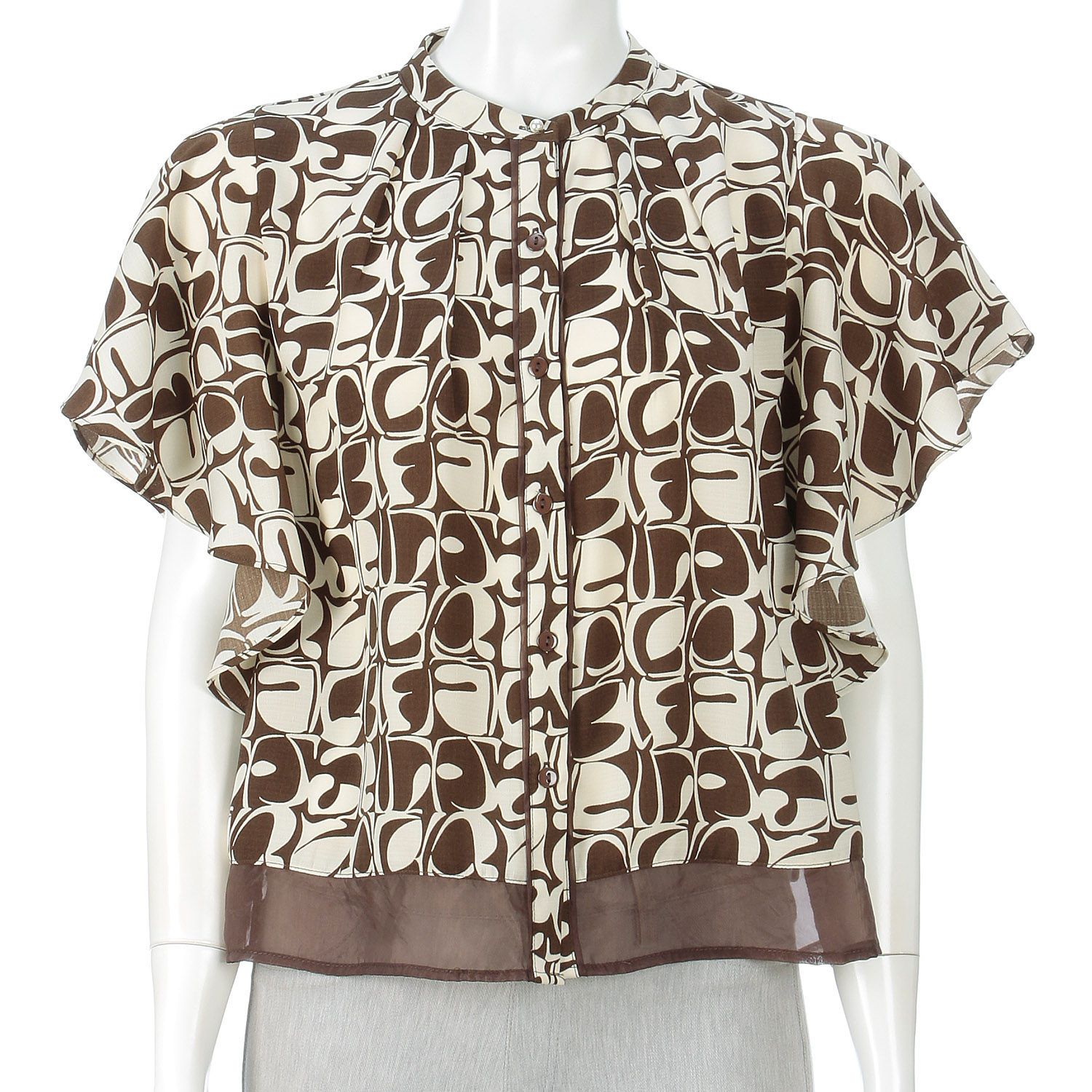 幾何プリントドレープスリーブブラウス - 画像3