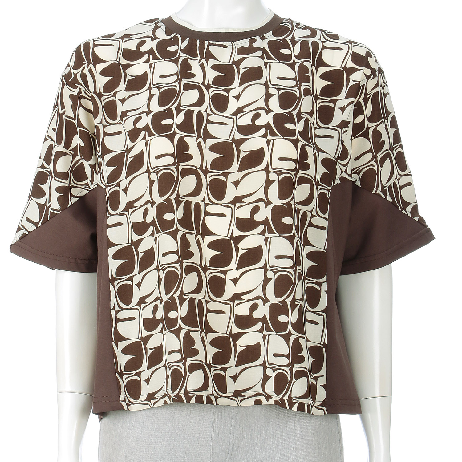 幾何プリント異素材MIXプルオーバー - 画像1