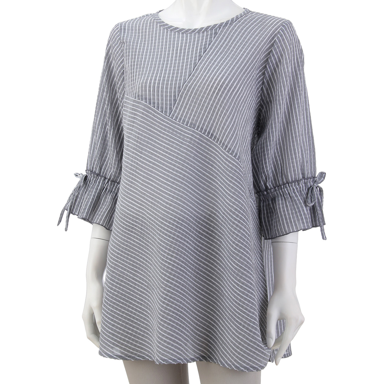 シャーリングストライプ切替チュニック - 画像8