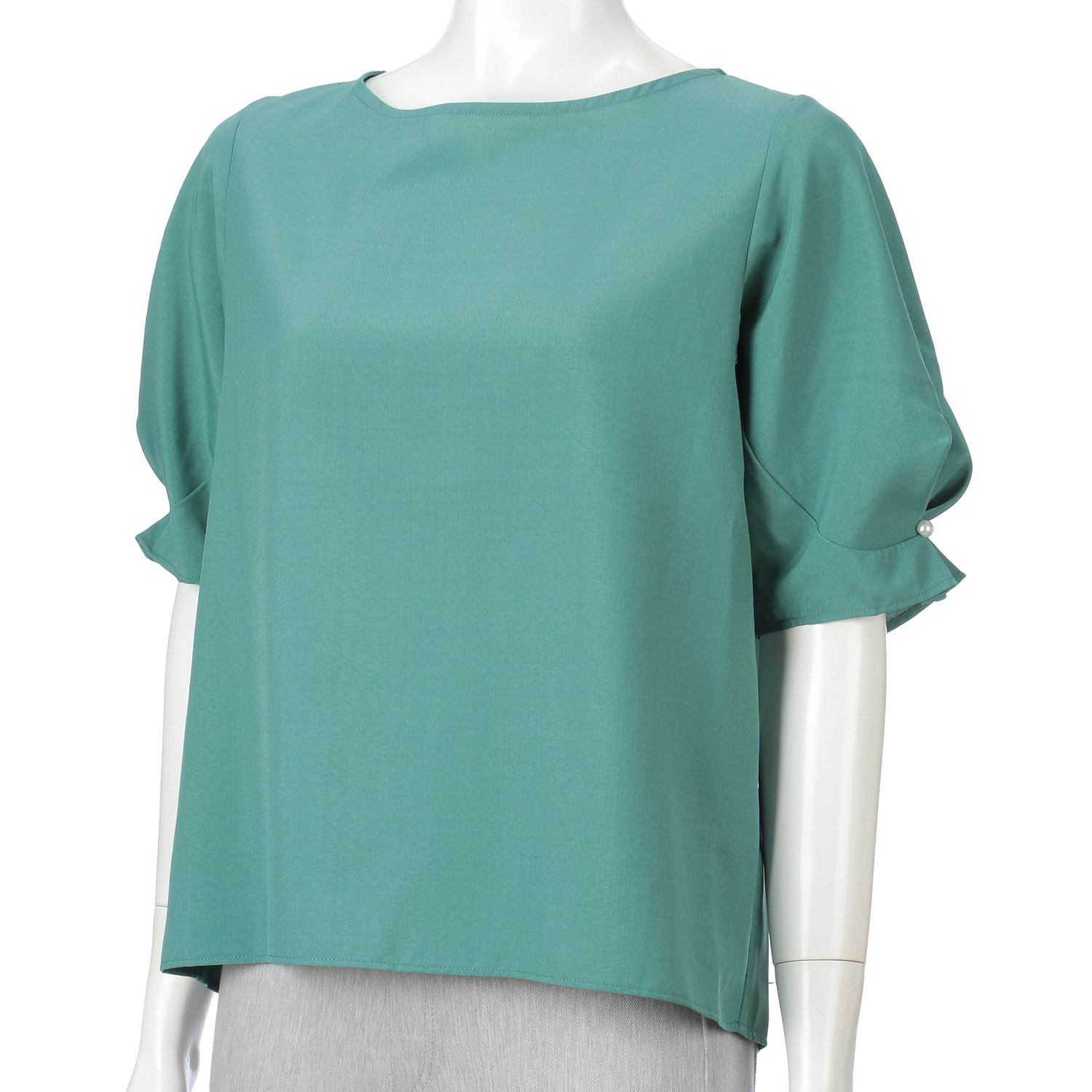 リネンライク袖パールブラウス - 画像5