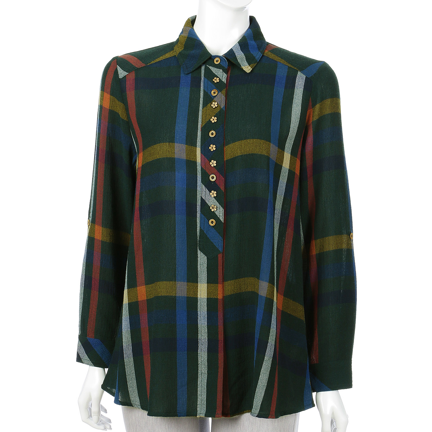 T／R先染め格子ブラウス - 画像4