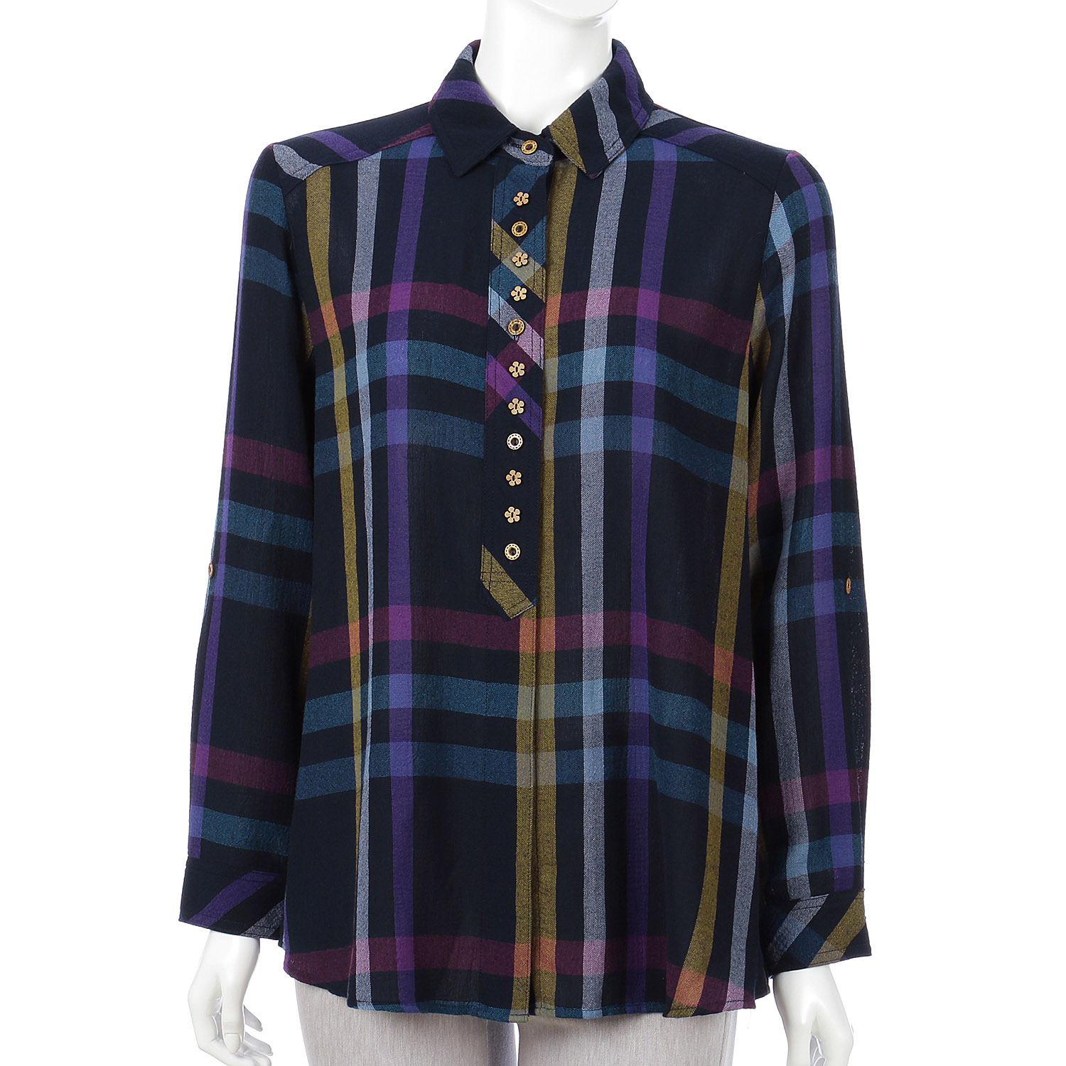 T／R先染め格子ブラウス - 画像5