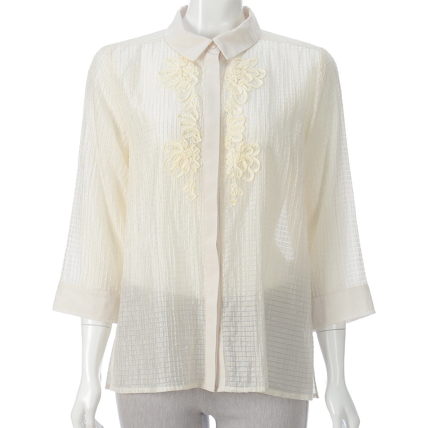 コード刺繍シャドーブラウス - 画像1