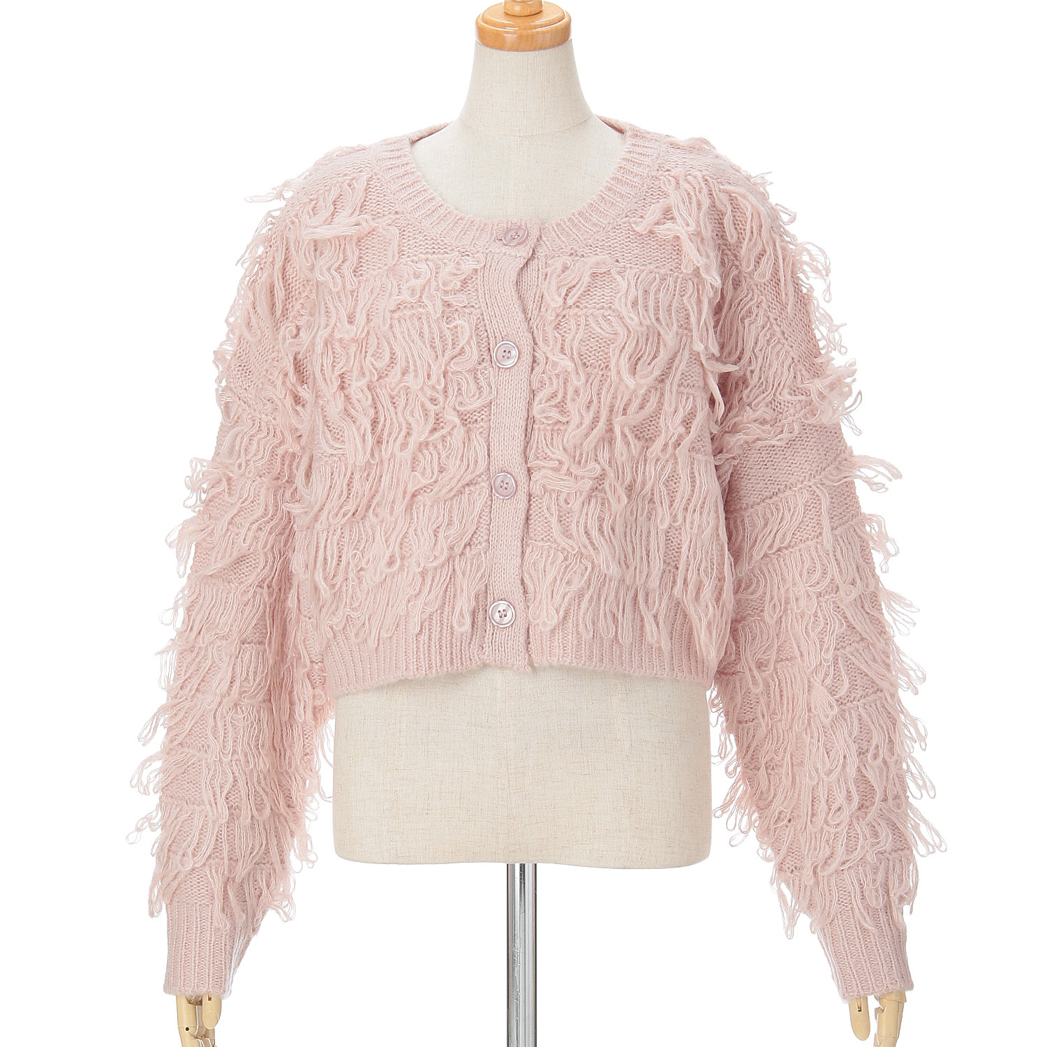 【お取寄せ】トリプルルンド モヘアタッチループフリンジカーディガン