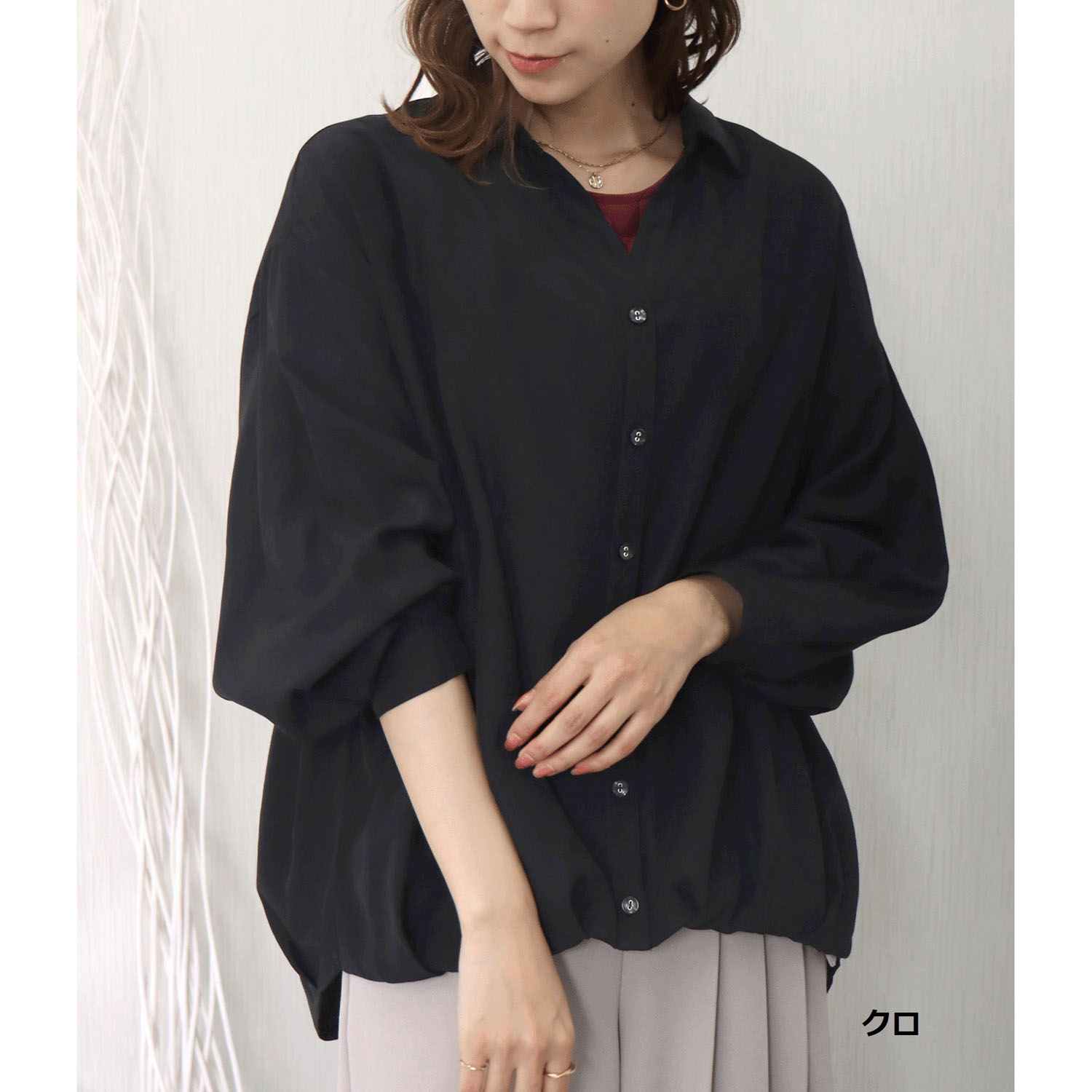 【お取寄せ】 マーブルワルツ とろみフランス綾 裾タックシャツ - 画像6