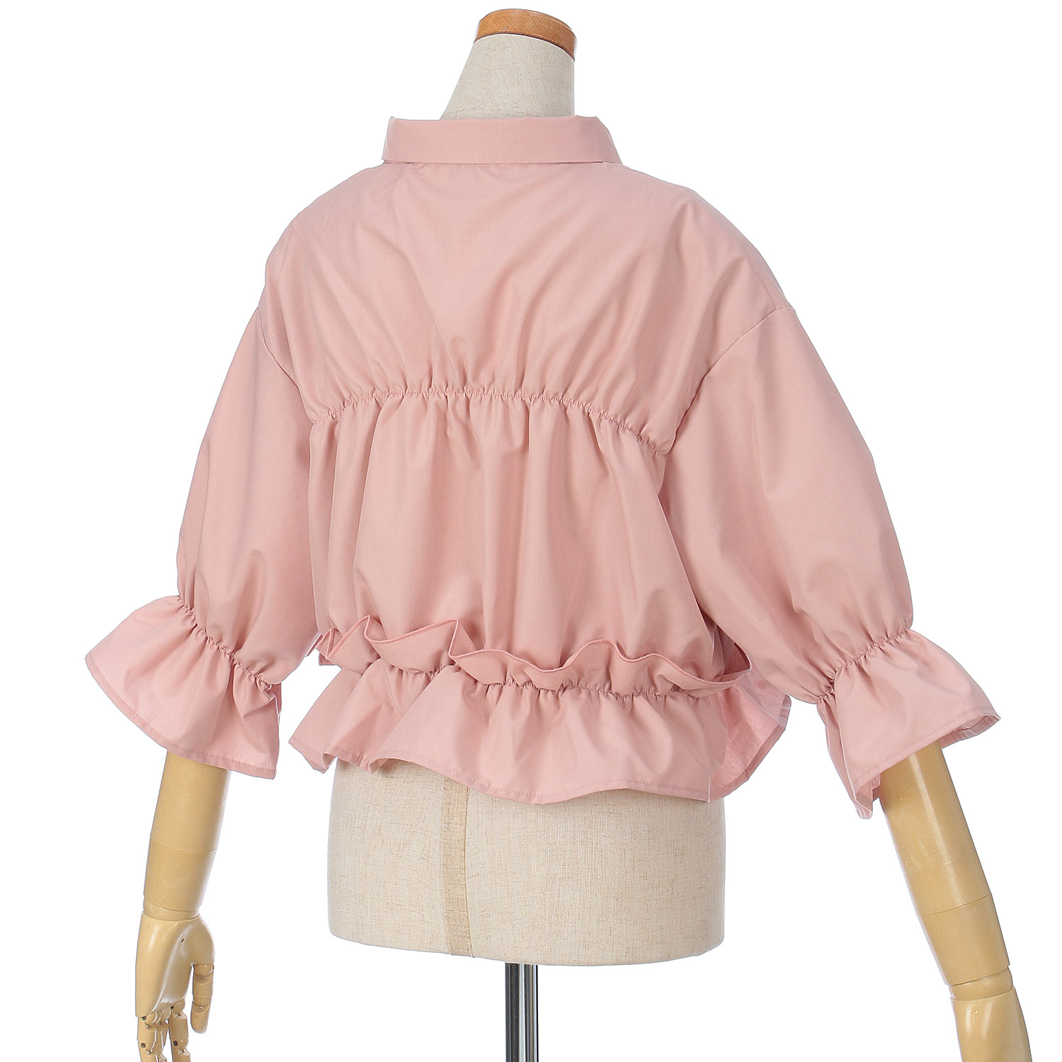 【お取寄せ】トリプルルンド フリルリボン5分袖シャツ - 画像4