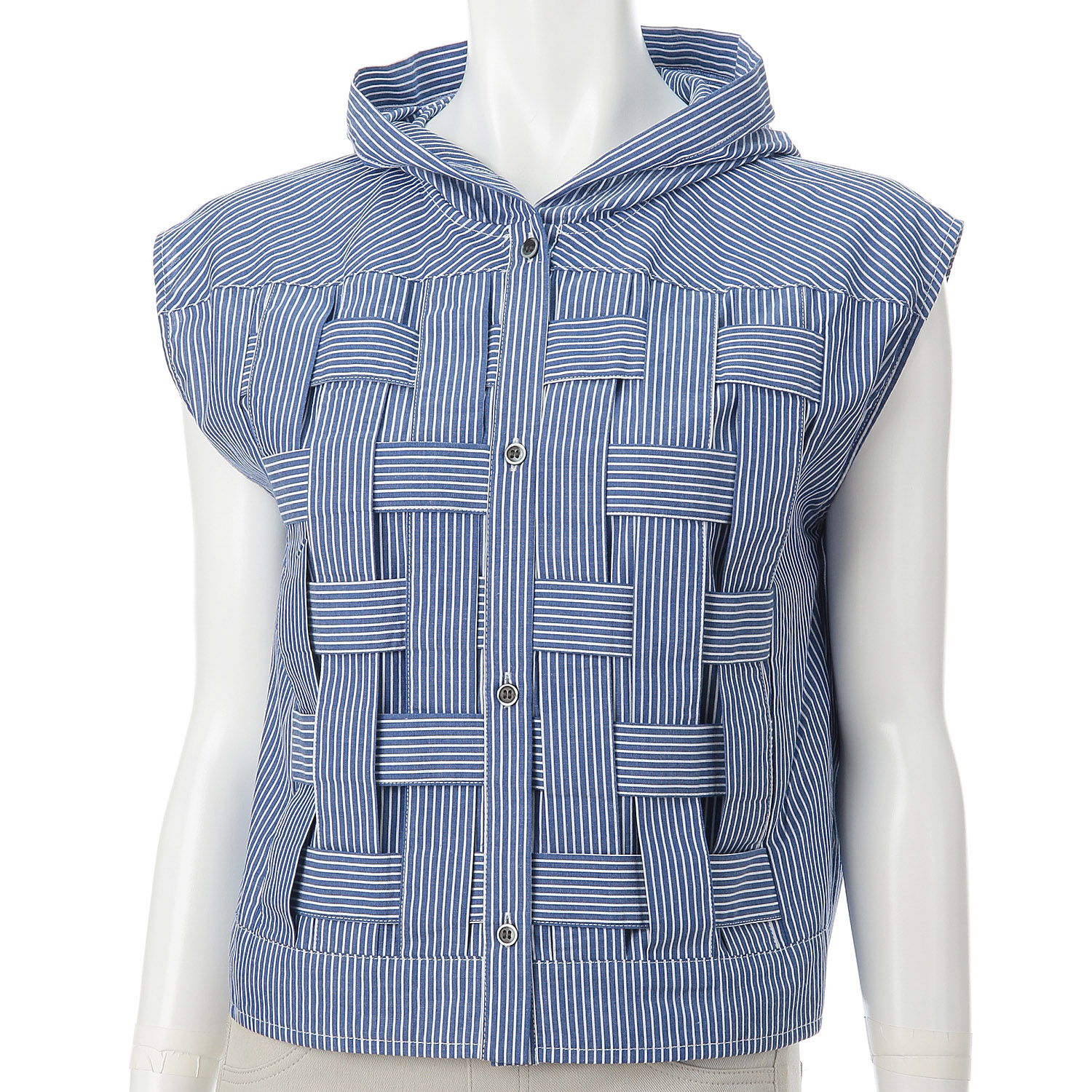 フード編み込みベスト