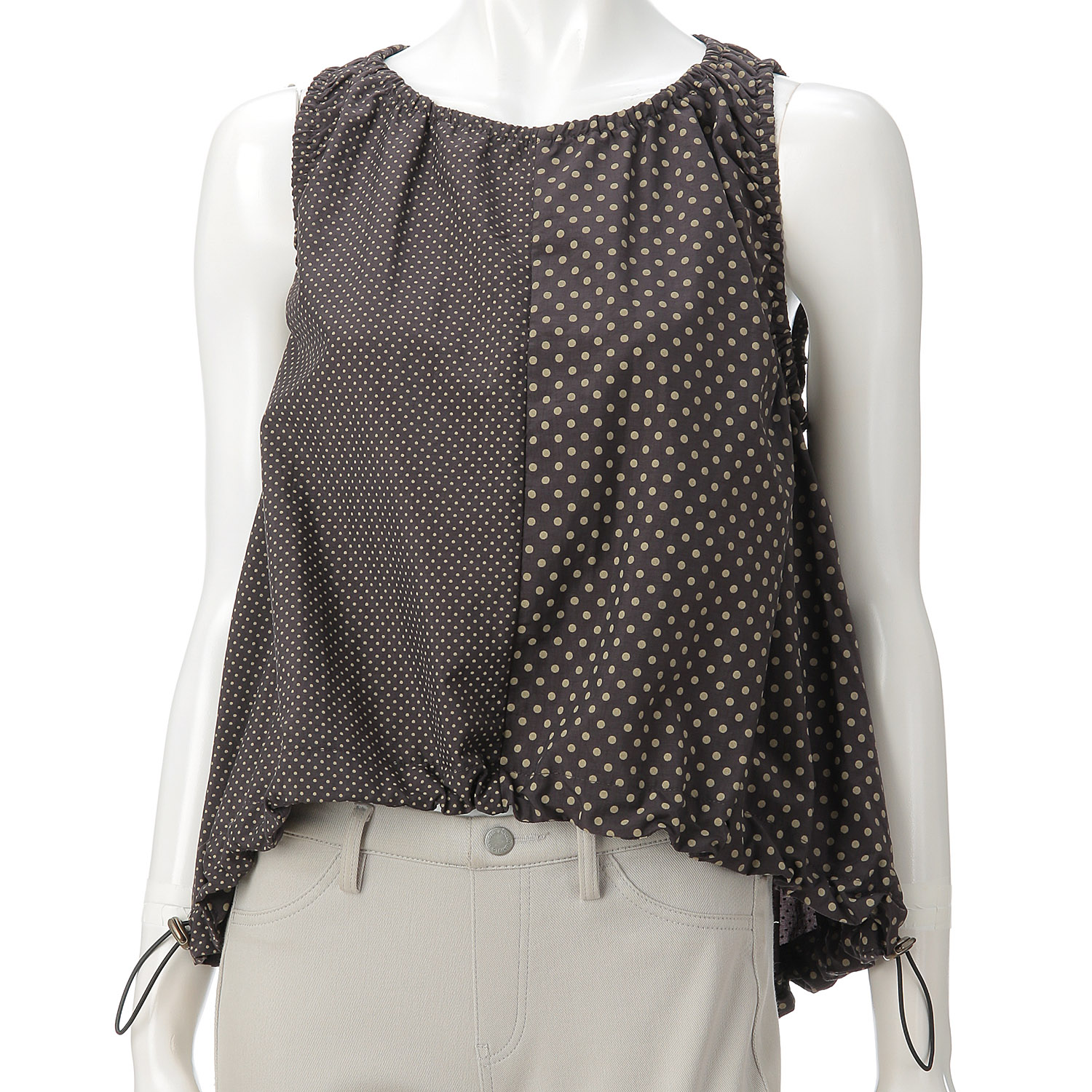 ドット柄ギャザーベスト - 画像1