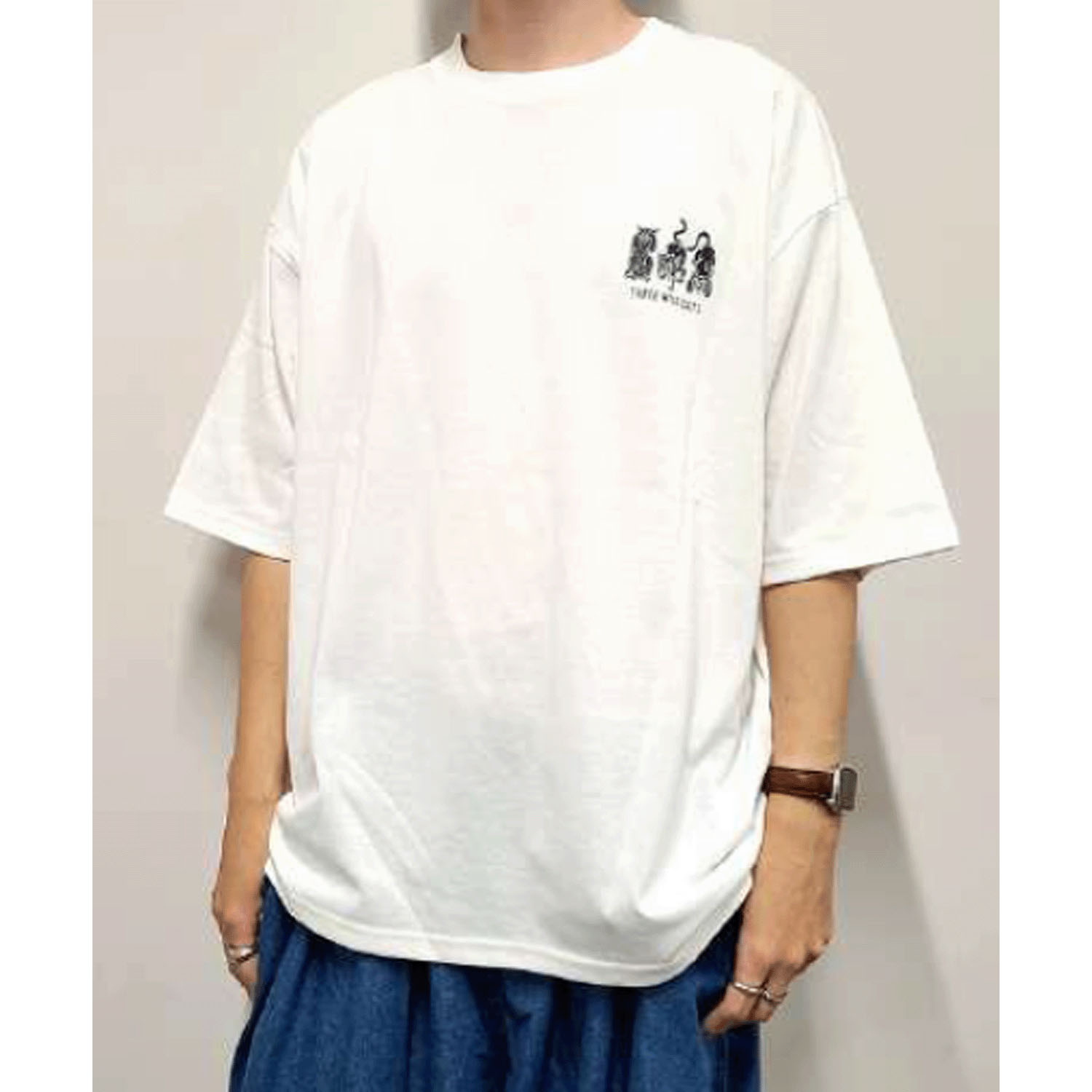 CORISCO Animal Village 見ざる・言わざる・聞かざるネコ和柄Tシャツ - 画像2