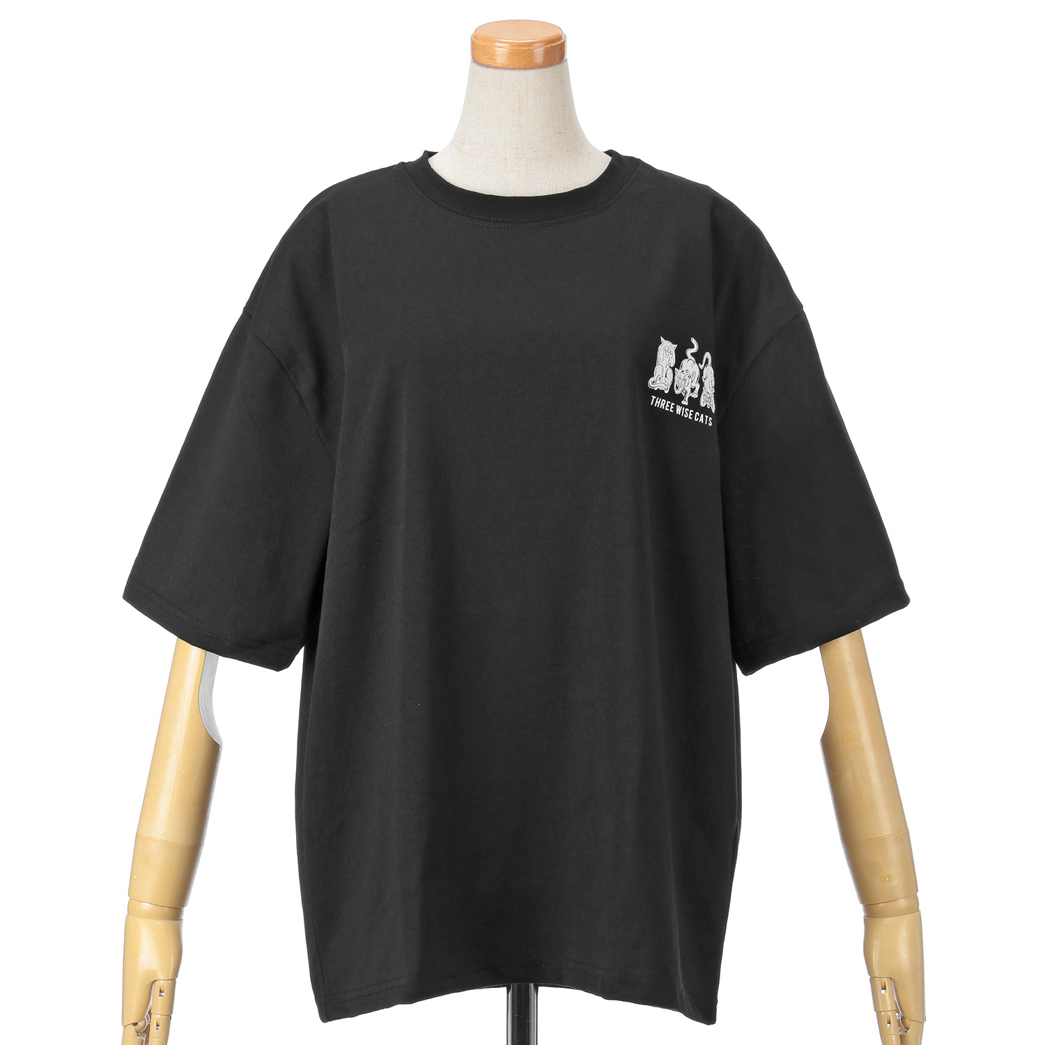 【Insta Live】CORISCO Animal Village 見ざる・言わざる・聞かざるネコ和柄Tシャツ - 画像6