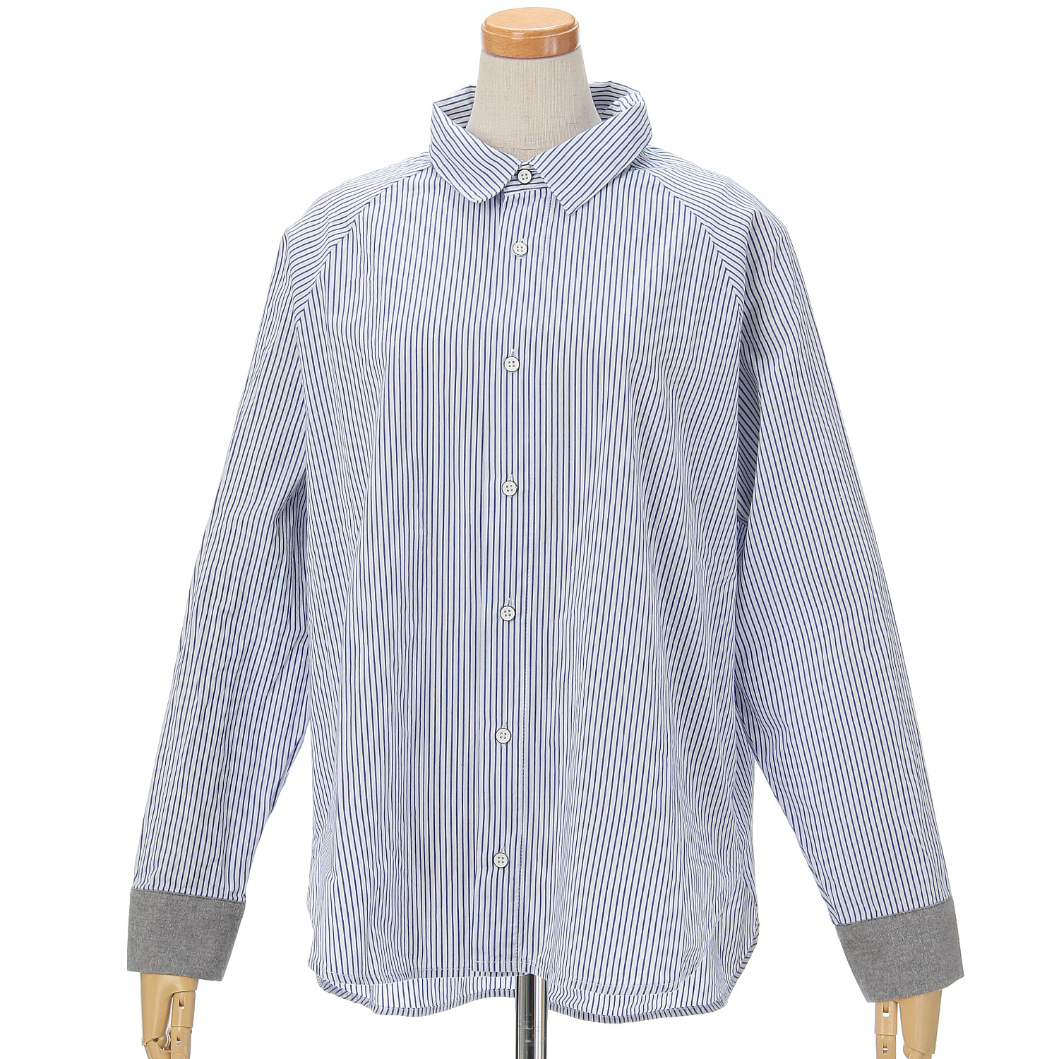 GENTIL 袖配色ストライプラグランスリーブシャツ - 画像11