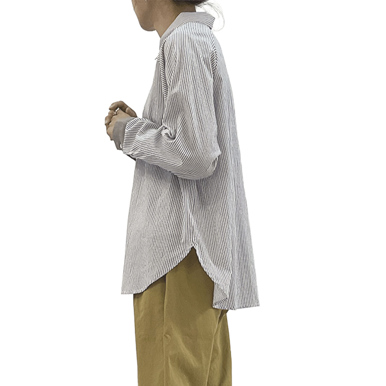 GENTIL 袖配色ストライプラグランスリーブシャツ - 画像4