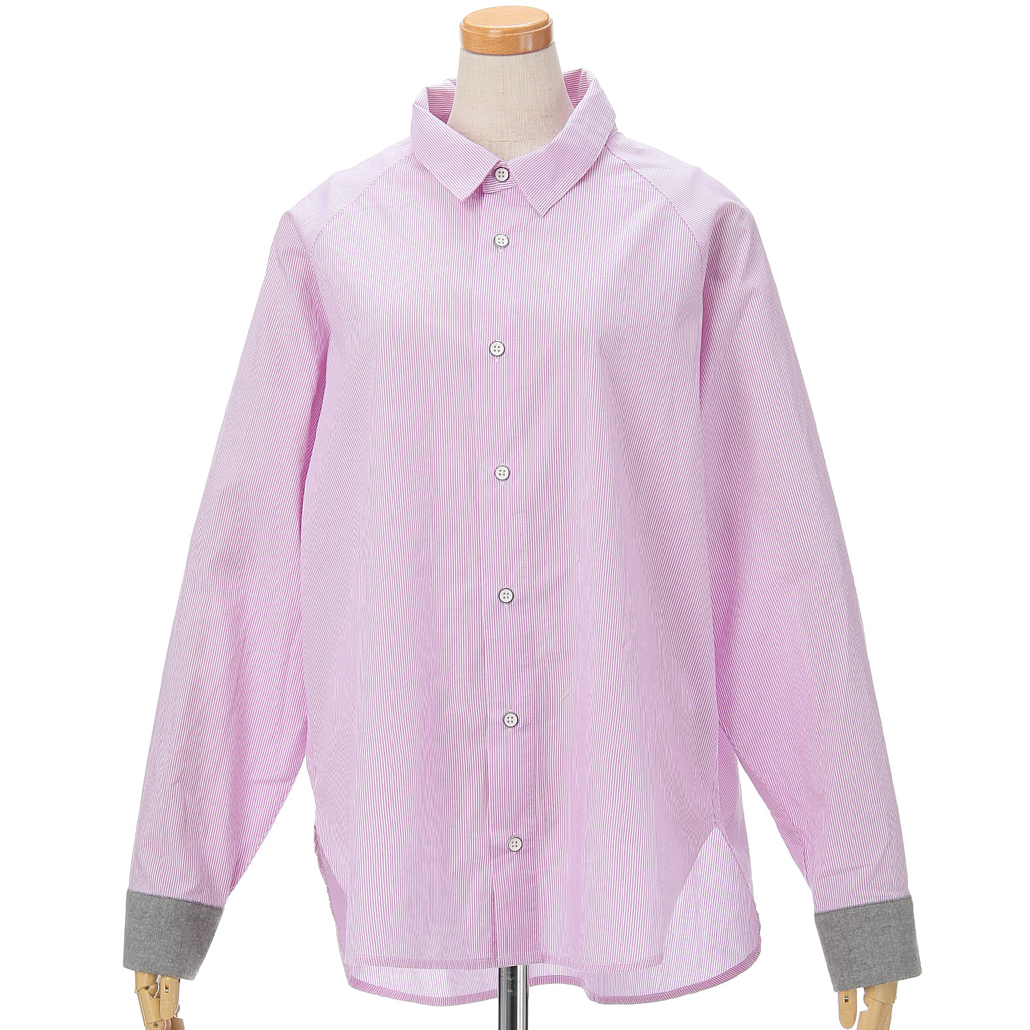 GENTIL 袖配色ストライプラグランスリーブシャツ - 画像7