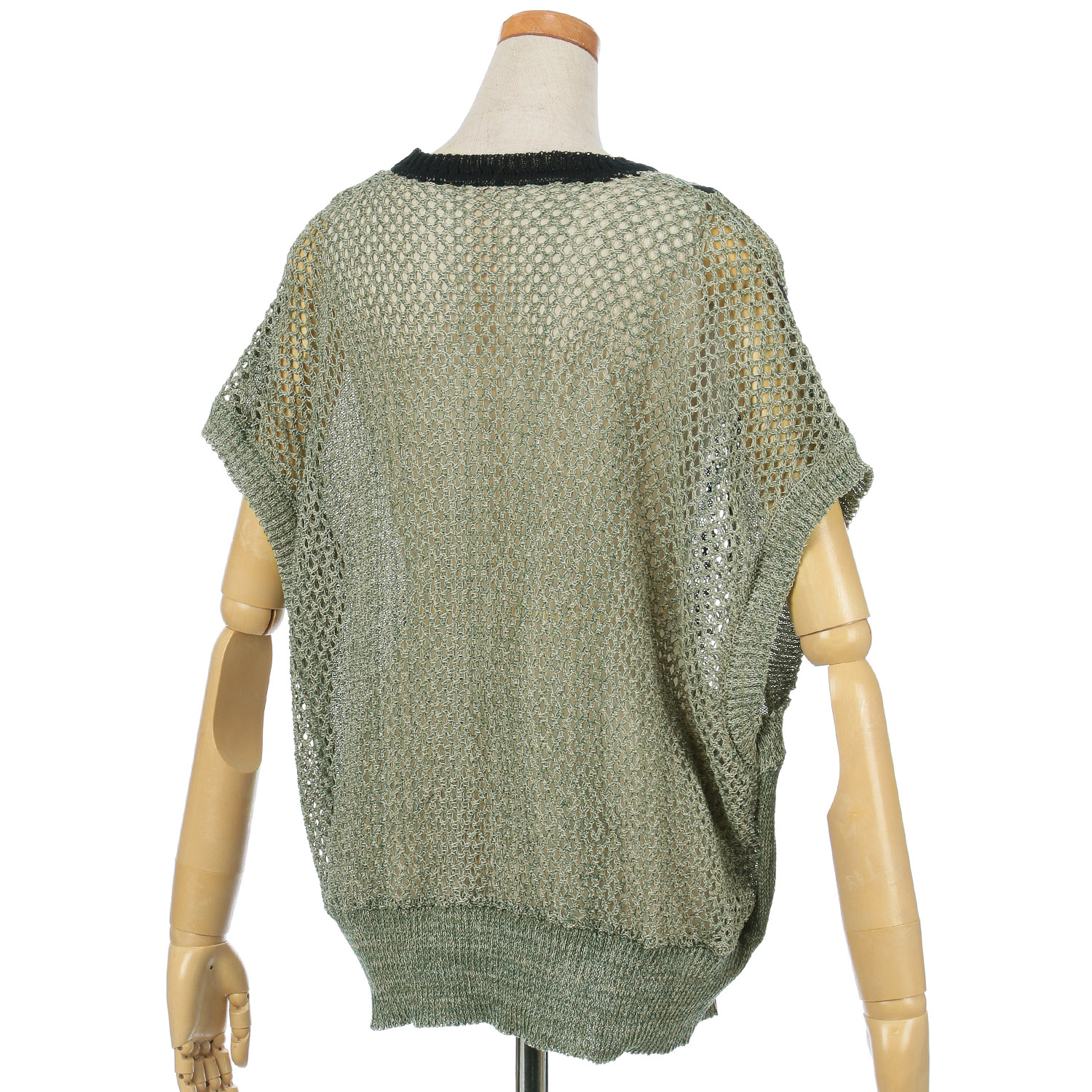 GENTIL 麻タッチメッシュ編みベスト - 画像3