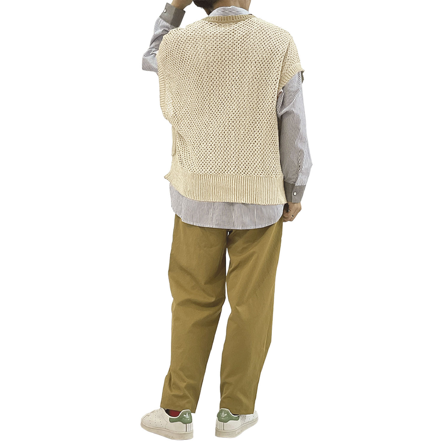 GENTIL 麻タッチメッシュ編みベスト - 画像8