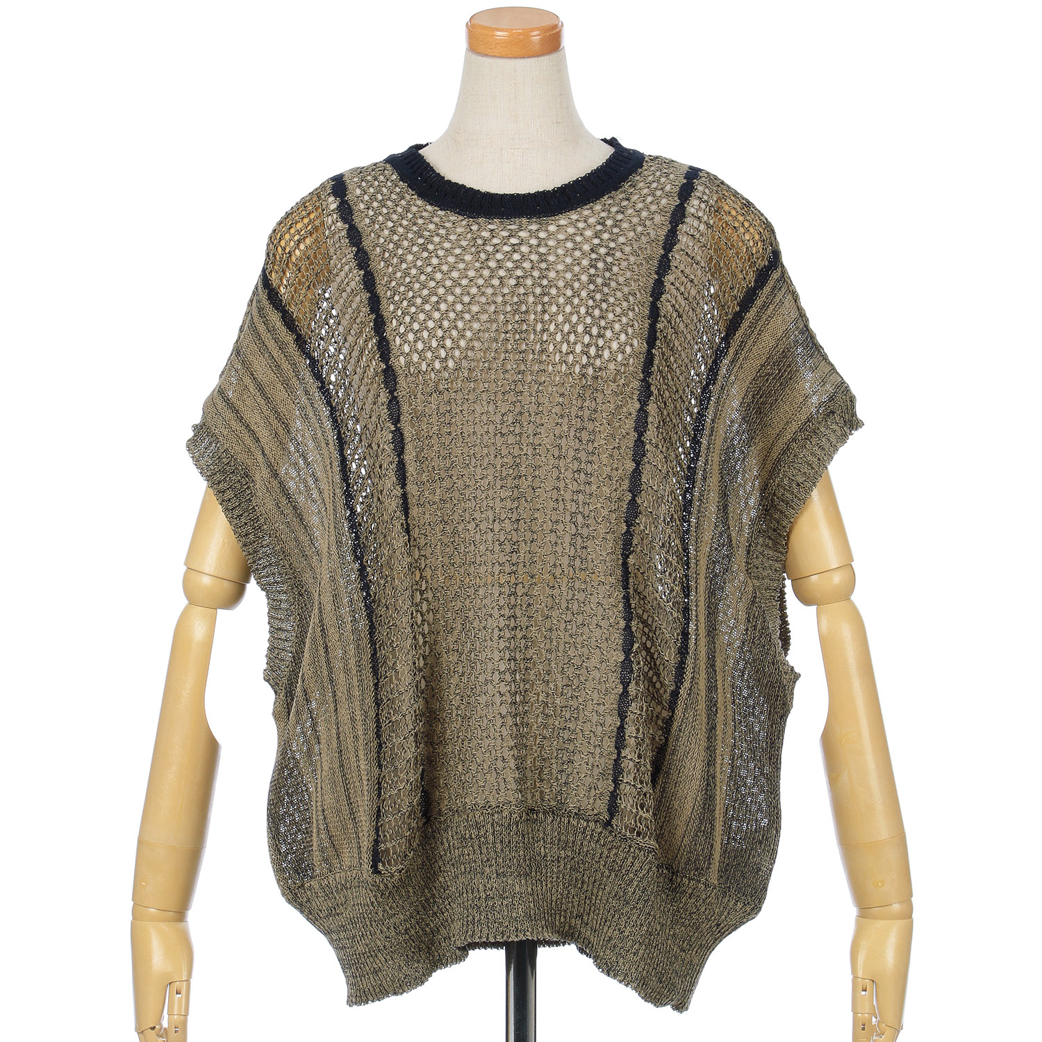 GENTIL 麻タッチメッシュ編みベスト - 画像10