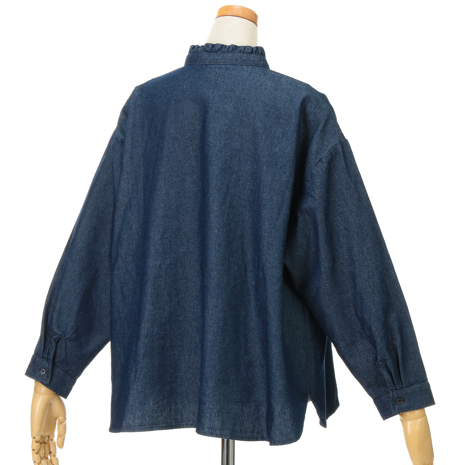 Amitie フレイデニムスタンドカラーブラウス - 画像6