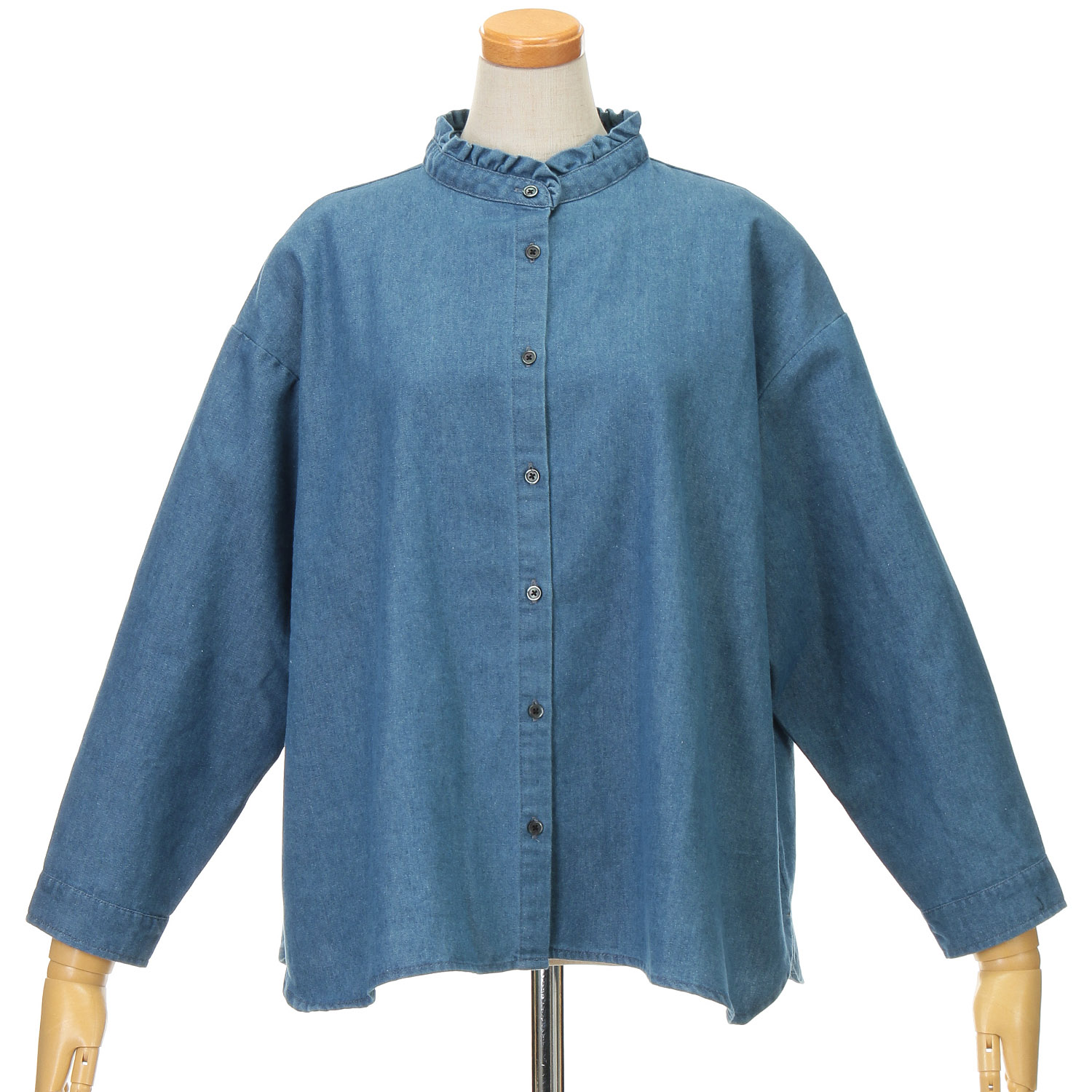 Amitie フレイデニムスタンドカラーブラウス