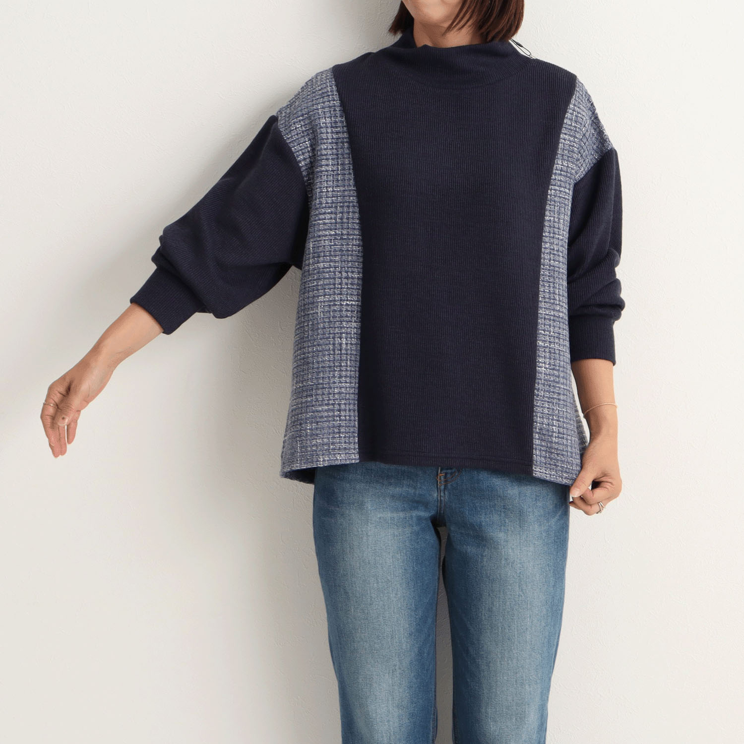 le colis ラメツイード×ニットソー切替えプルオーバー - 画像4