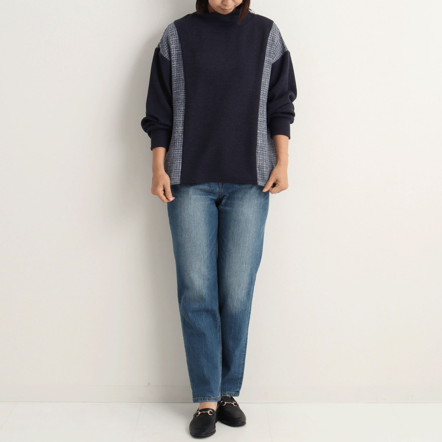 le colis ラメツイード×ニットソー切替えプルオーバー - 画像5