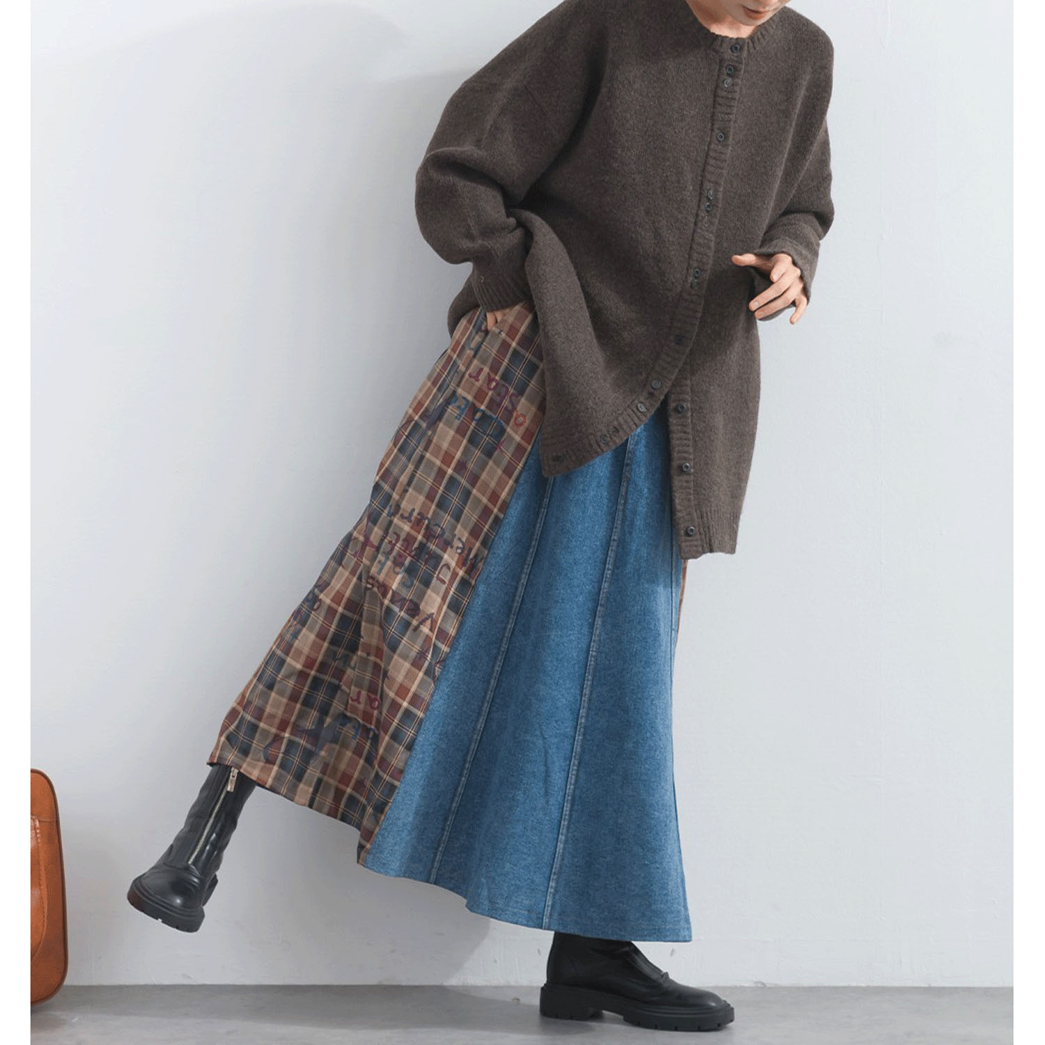 【ETONET限定】iriey デニムXチェック切替スカート - 画像6