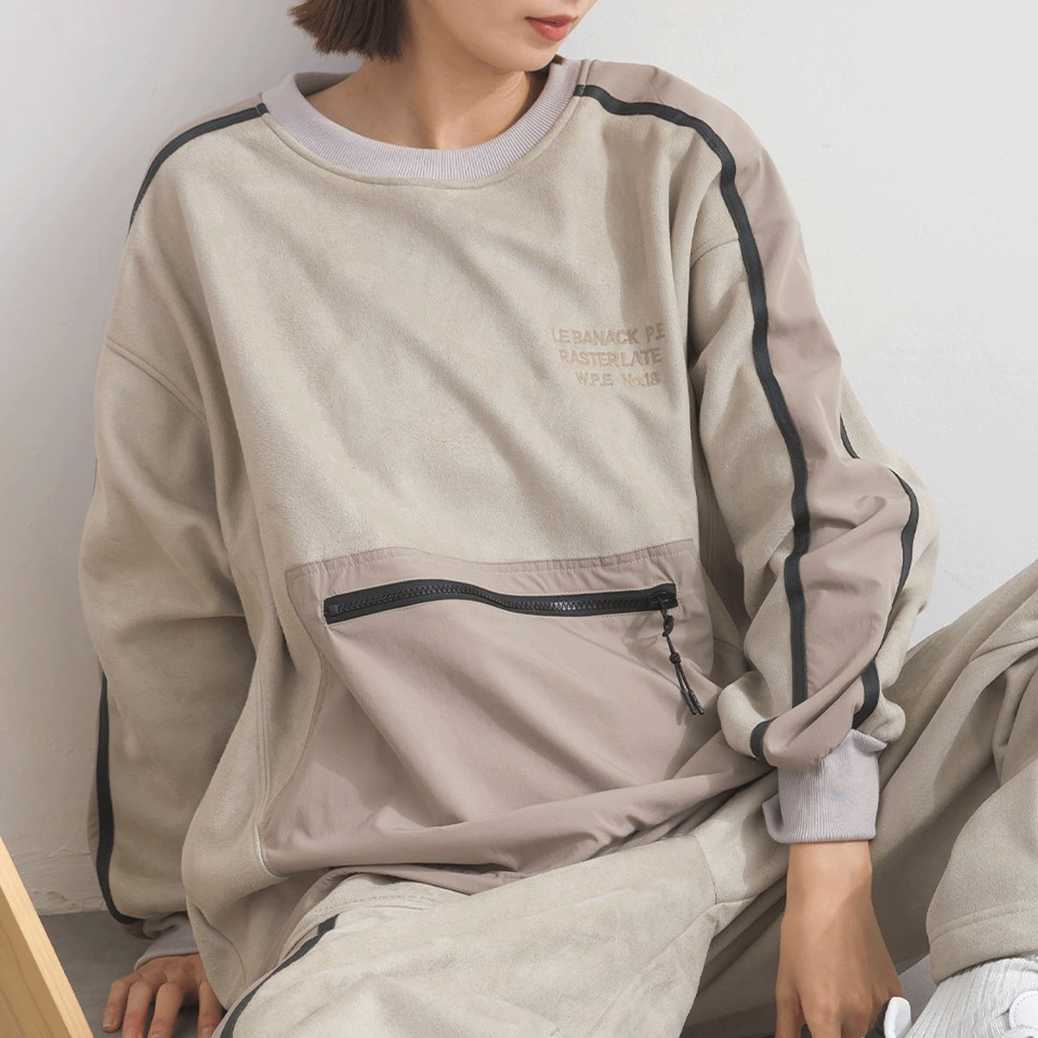 【ETONET限定】iriey フェイクスウェードラインプルオーバー