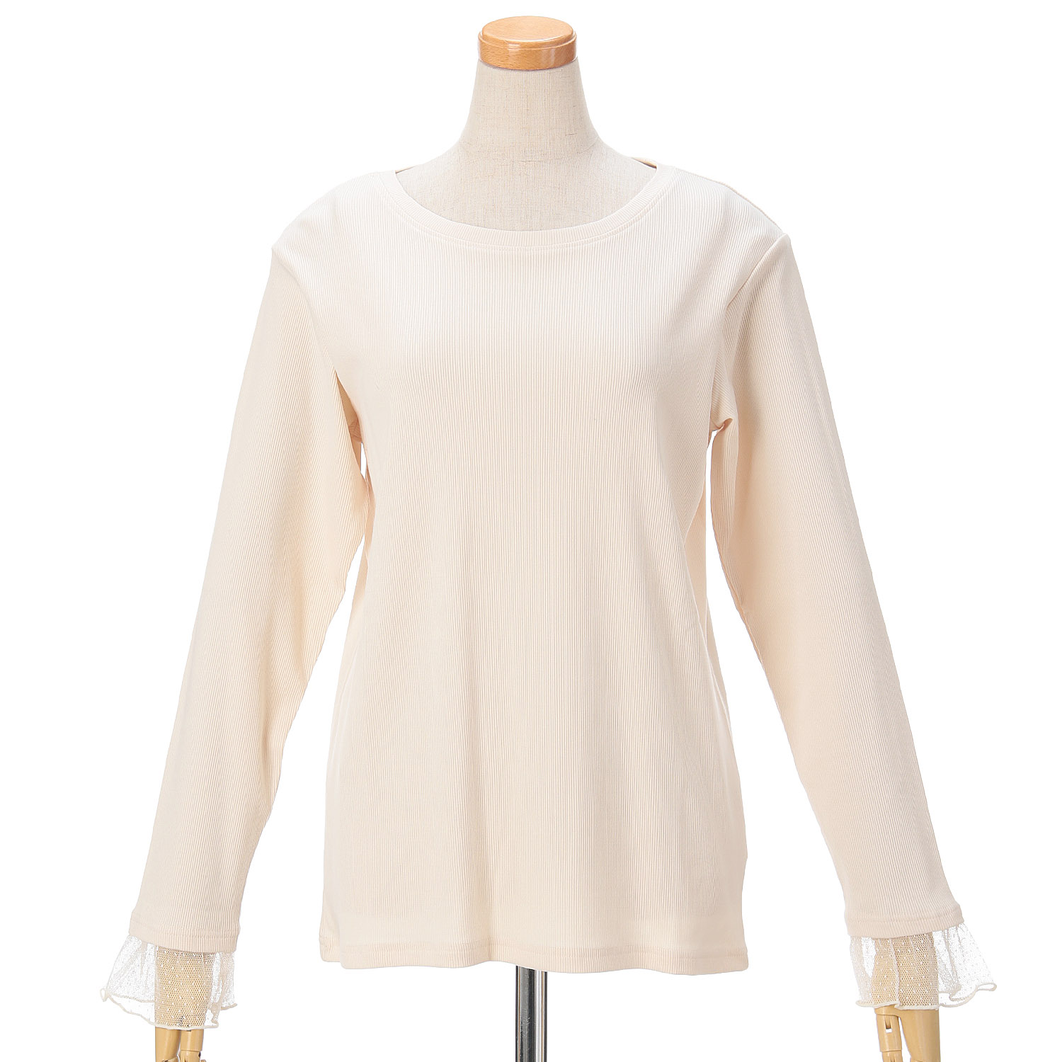 le colis テレコ袖ドットチュールレイヤードプルオーバー - 画像3