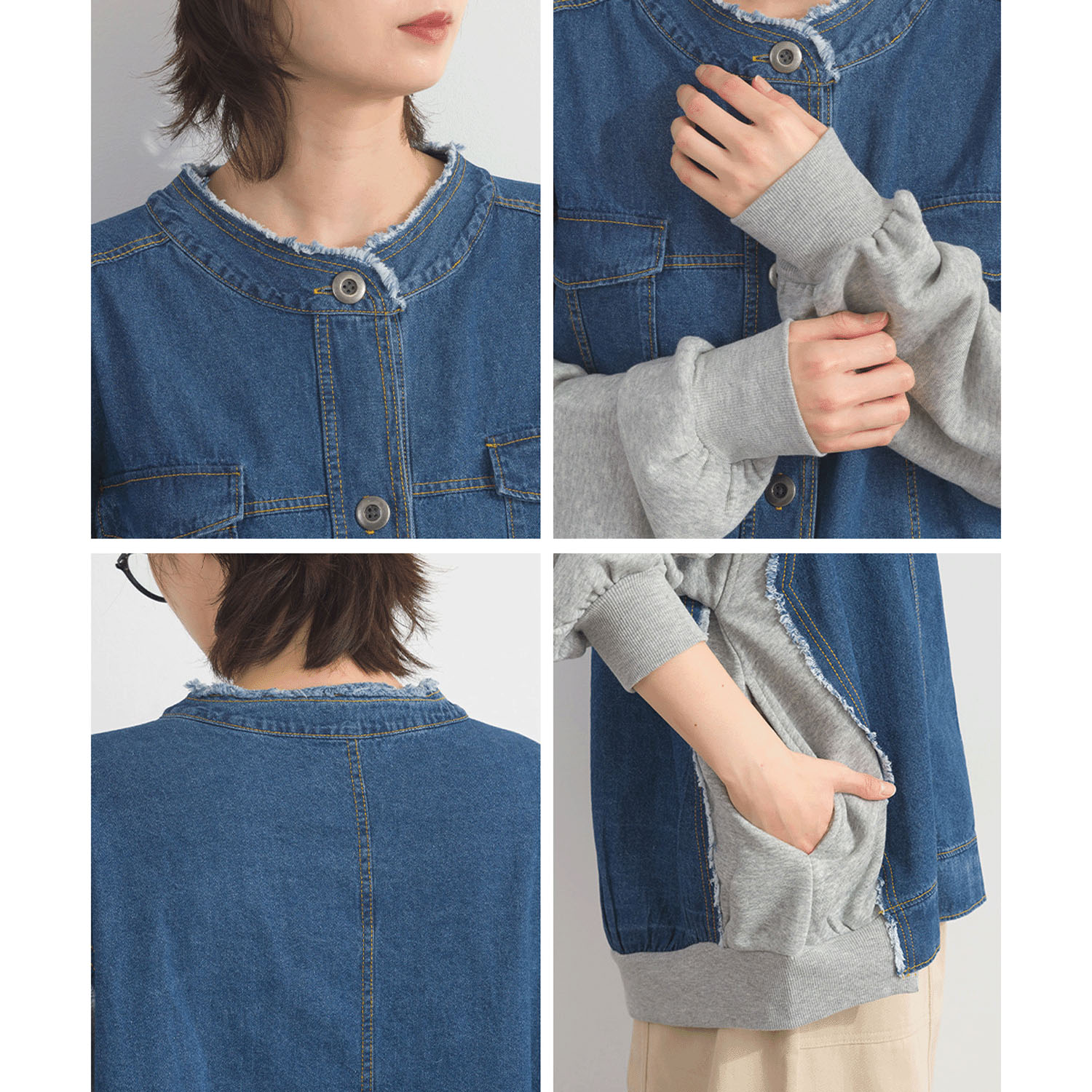 【ETONET限定】 iriey  裏毛Xデニムクル－カーデ - 画像12