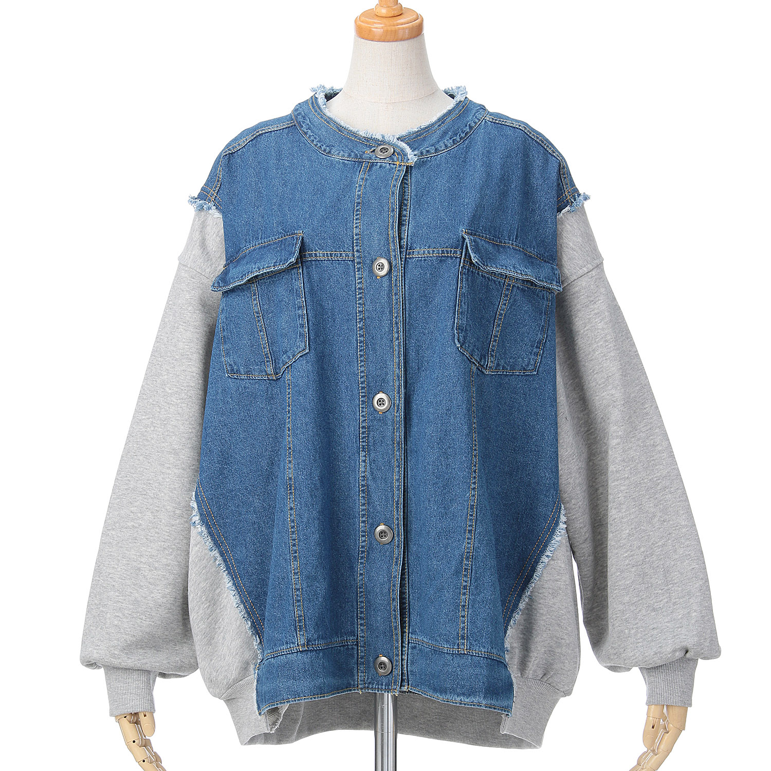 【ETONET限定】 iriey  裏毛Xデニムクル－カーデ - 画像13